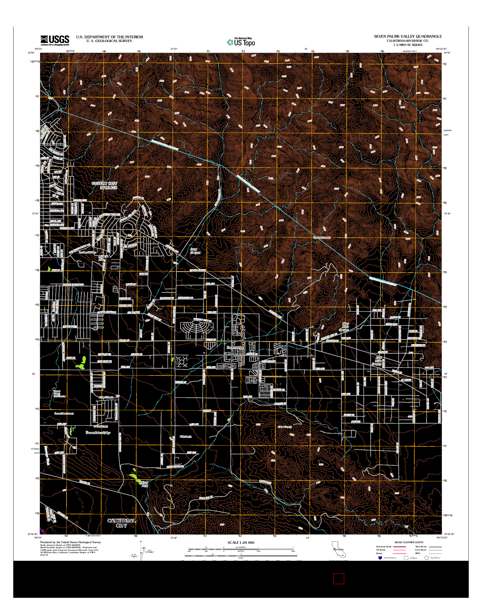 USGS US TOPO 7.5-MINUTE MAP FOR SEVEN PALMS VALLEY, CA 2012