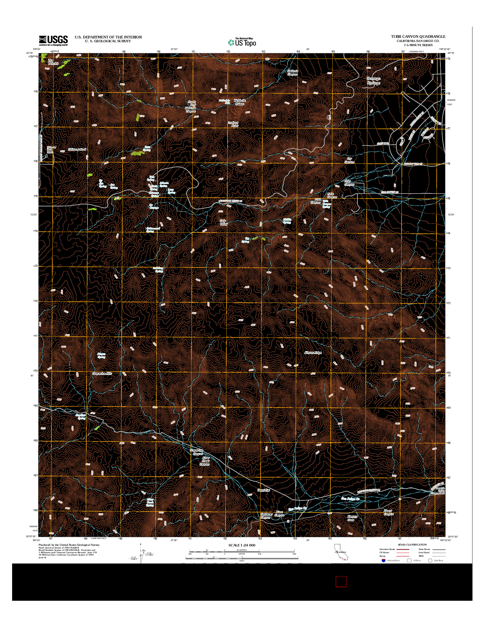 USGS US TOPO 7.5-MINUTE MAP FOR TUBB CANYON, CA 2012