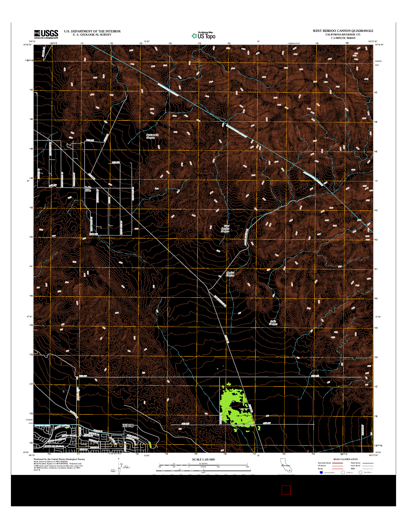 USGS US TOPO 7.5-MINUTE MAP FOR WEST BERDOO CANYON, CA 2012