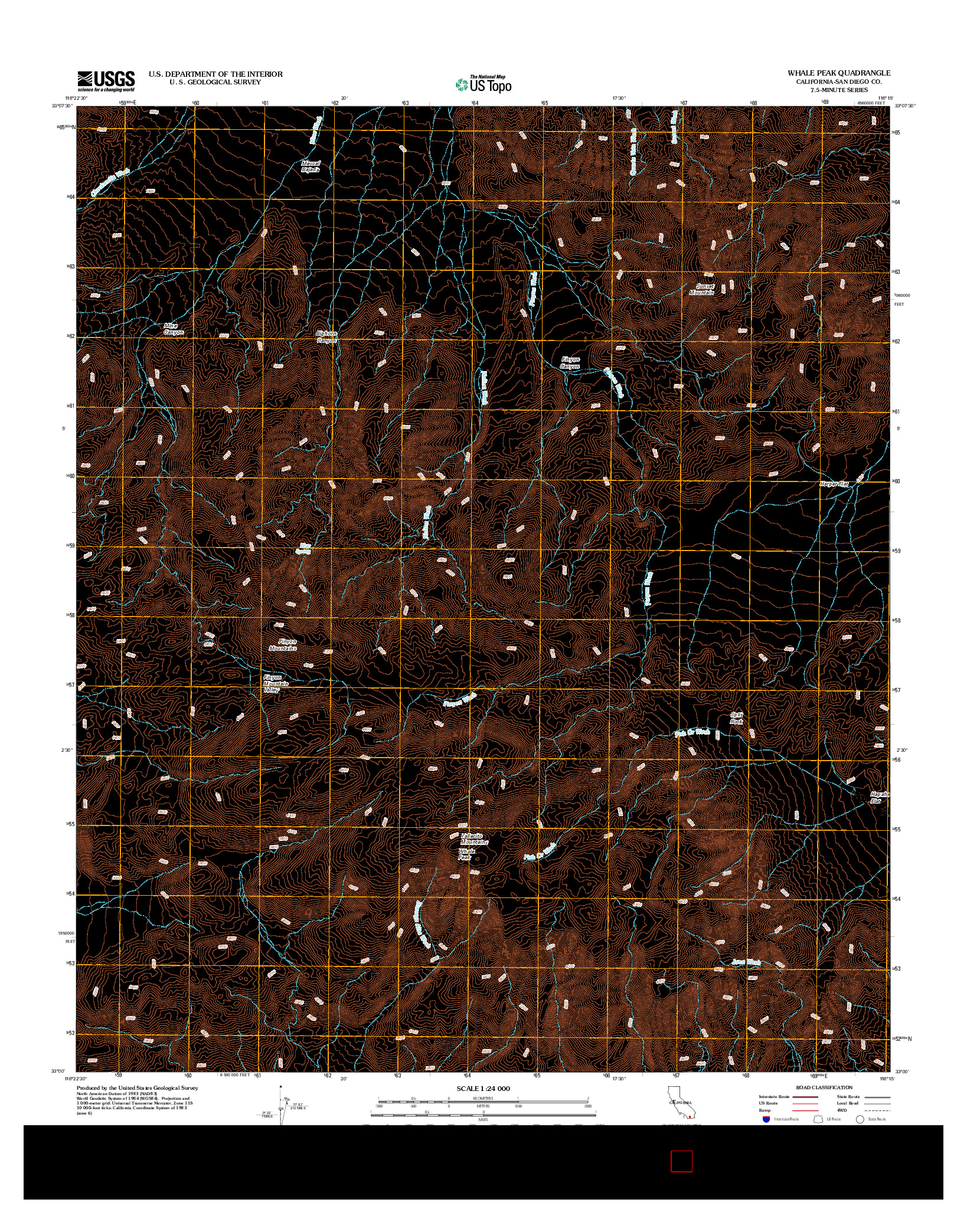 USGS US TOPO 7.5-MINUTE MAP FOR WHALE PEAK, CA 2012