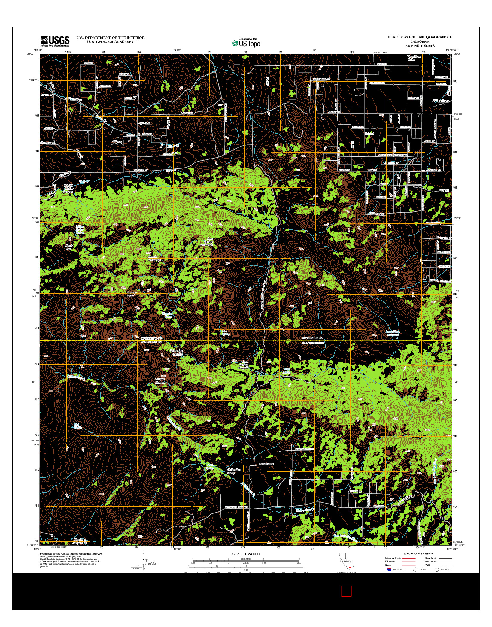 USGS US TOPO 7.5-MINUTE MAP FOR BEAUTY MOUNTAIN, CA 2012