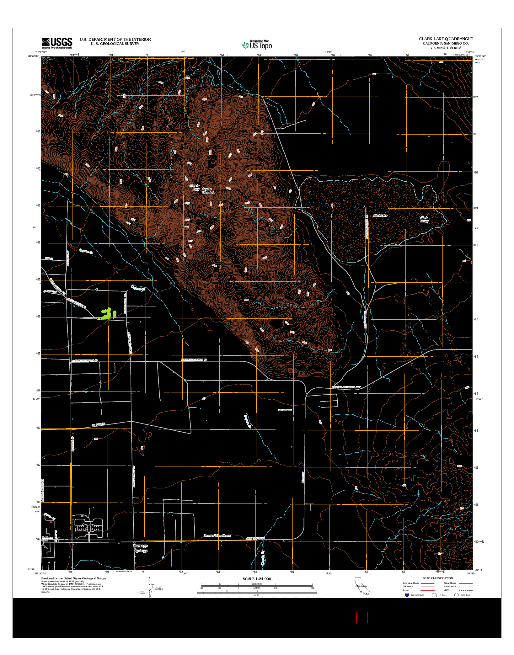 USGS US TOPO 7.5-MINUTE MAP FOR CLARK LAKE, CA 2012