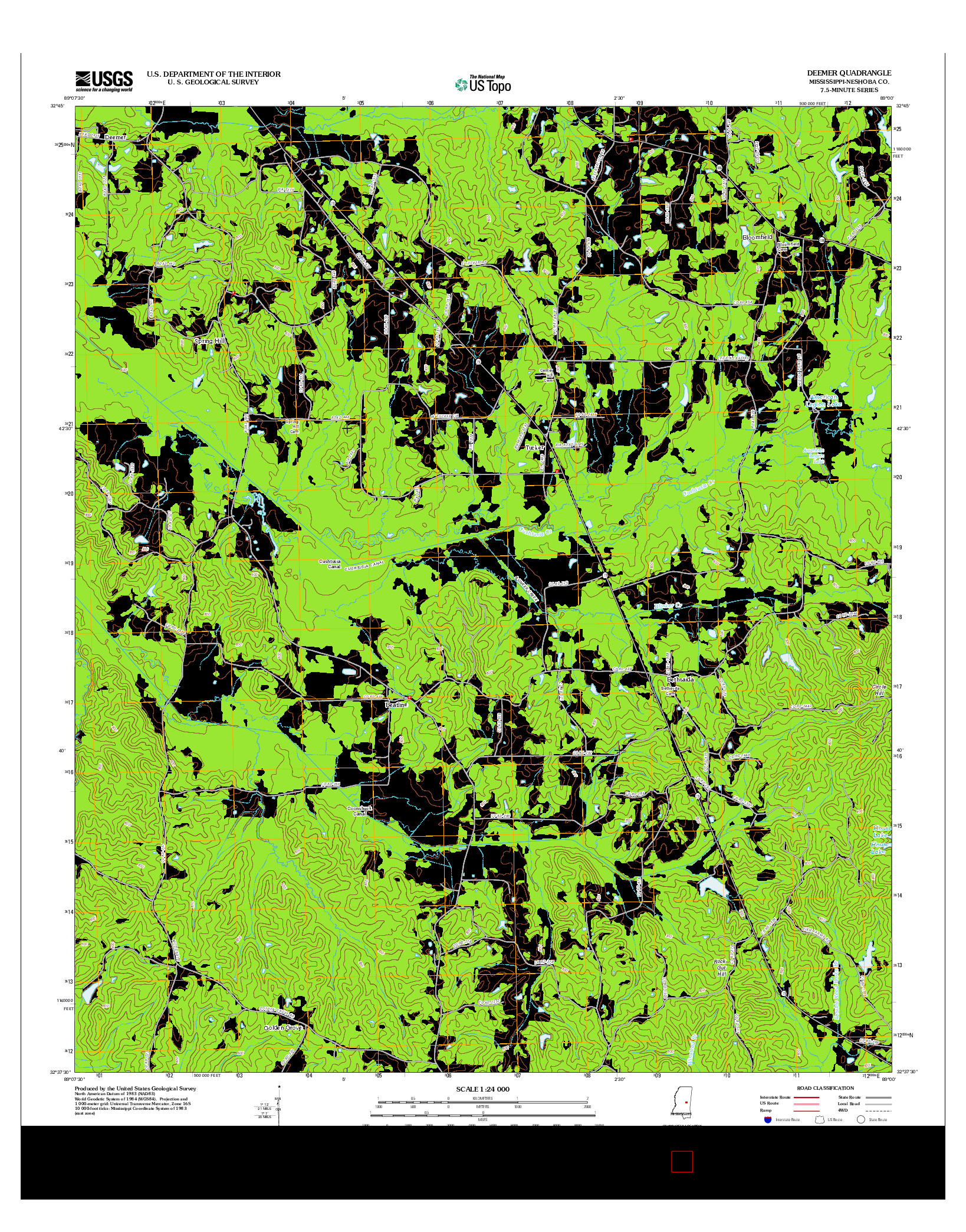 USGS US TOPO 7.5-MINUTE MAP FOR DEEMER, MS 2012