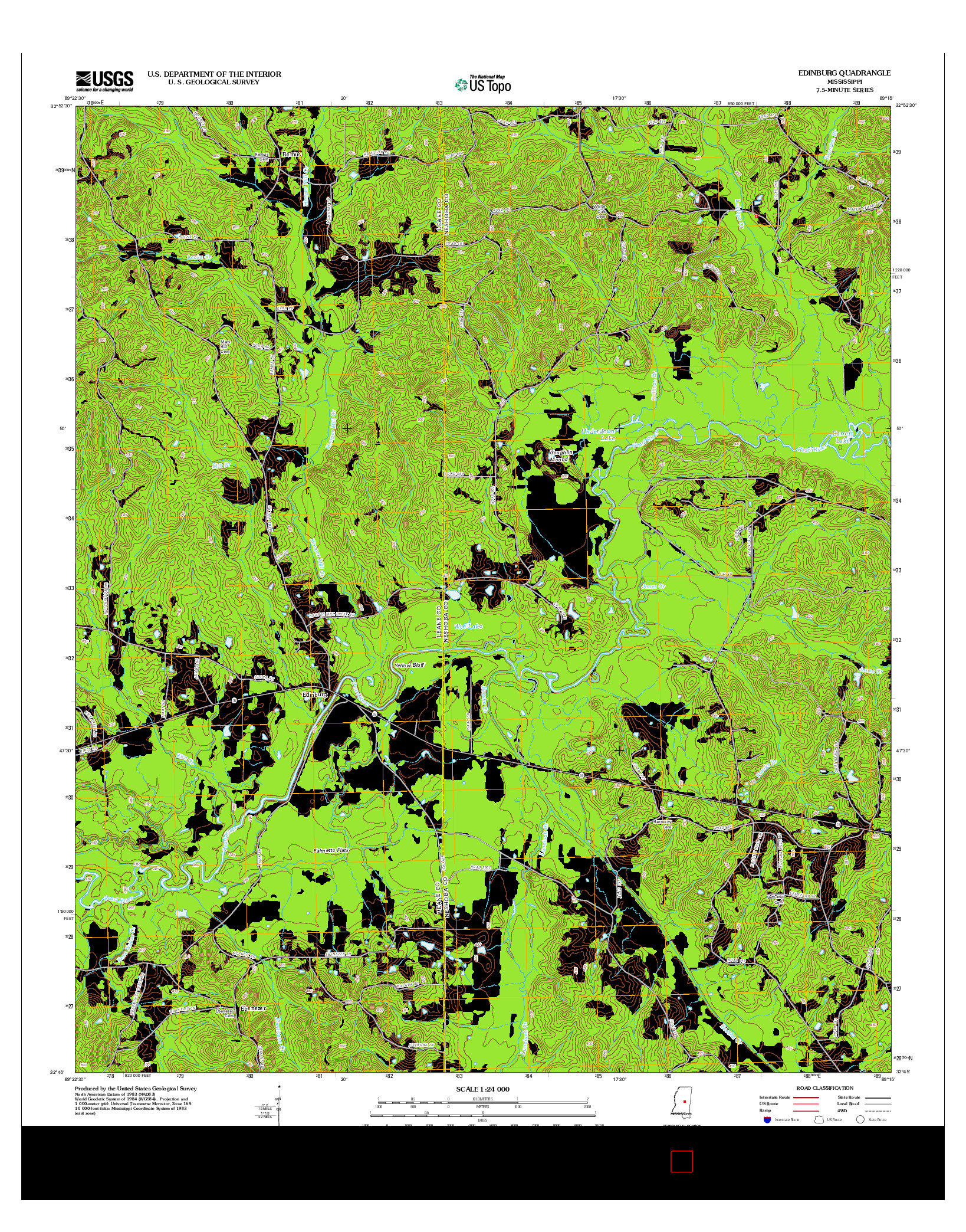 USGS US TOPO 7.5-MINUTE MAP FOR EDINBURG, MS 2012