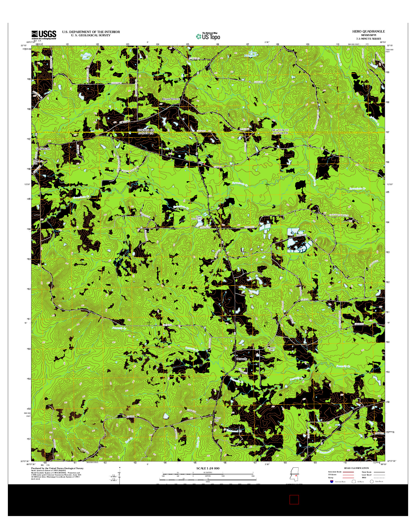 USGS US TOPO 7.5-MINUTE MAP FOR HERO, MS 2012