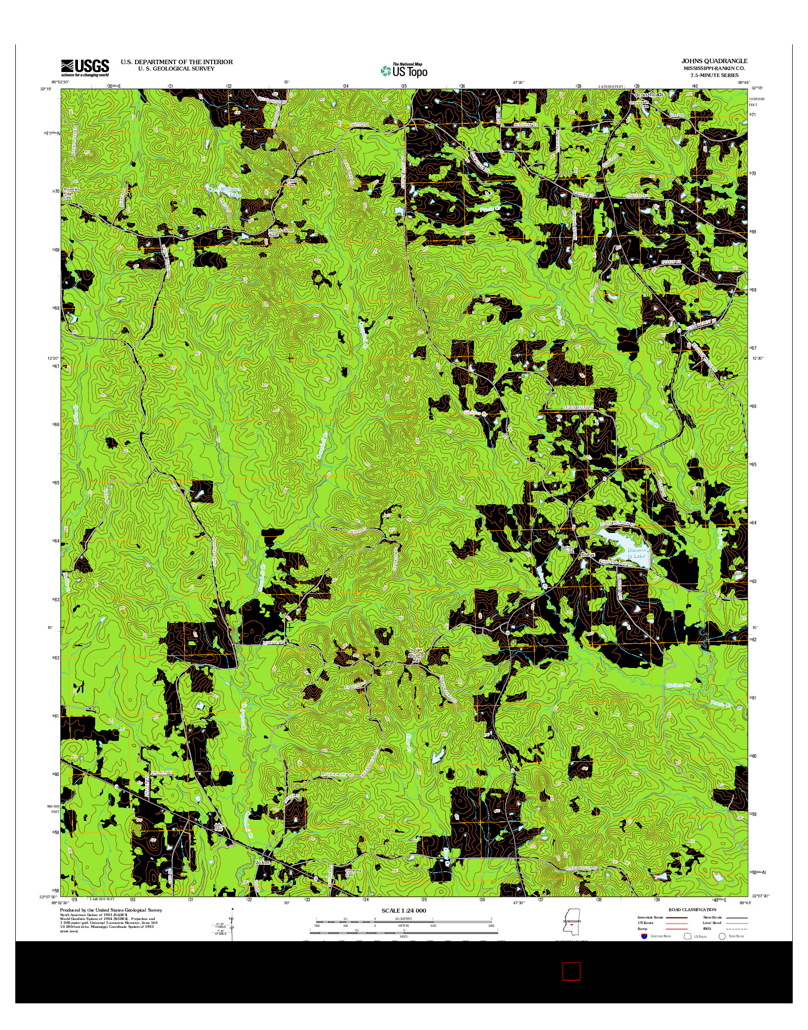 USGS US TOPO 7.5-MINUTE MAP FOR JOHNS, MS 2012