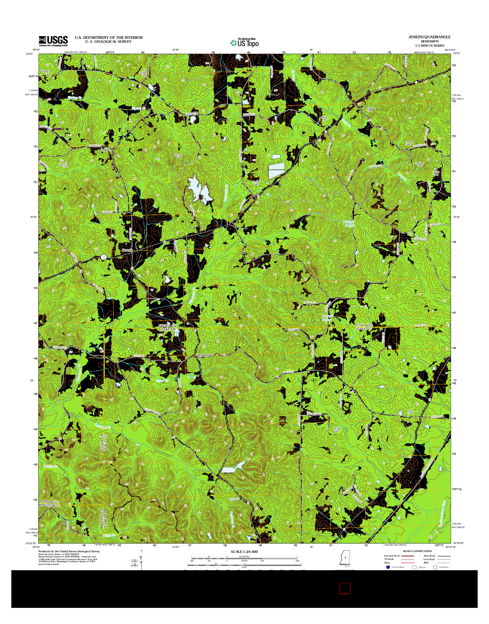 USGS US TOPO 7.5-MINUTE MAP FOR JOSEPH, MS 2012