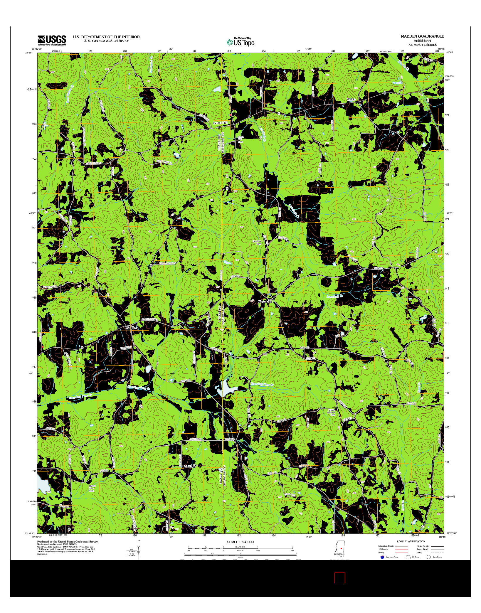 USGS US TOPO 7.5-MINUTE MAP FOR MADDEN, MS 2012