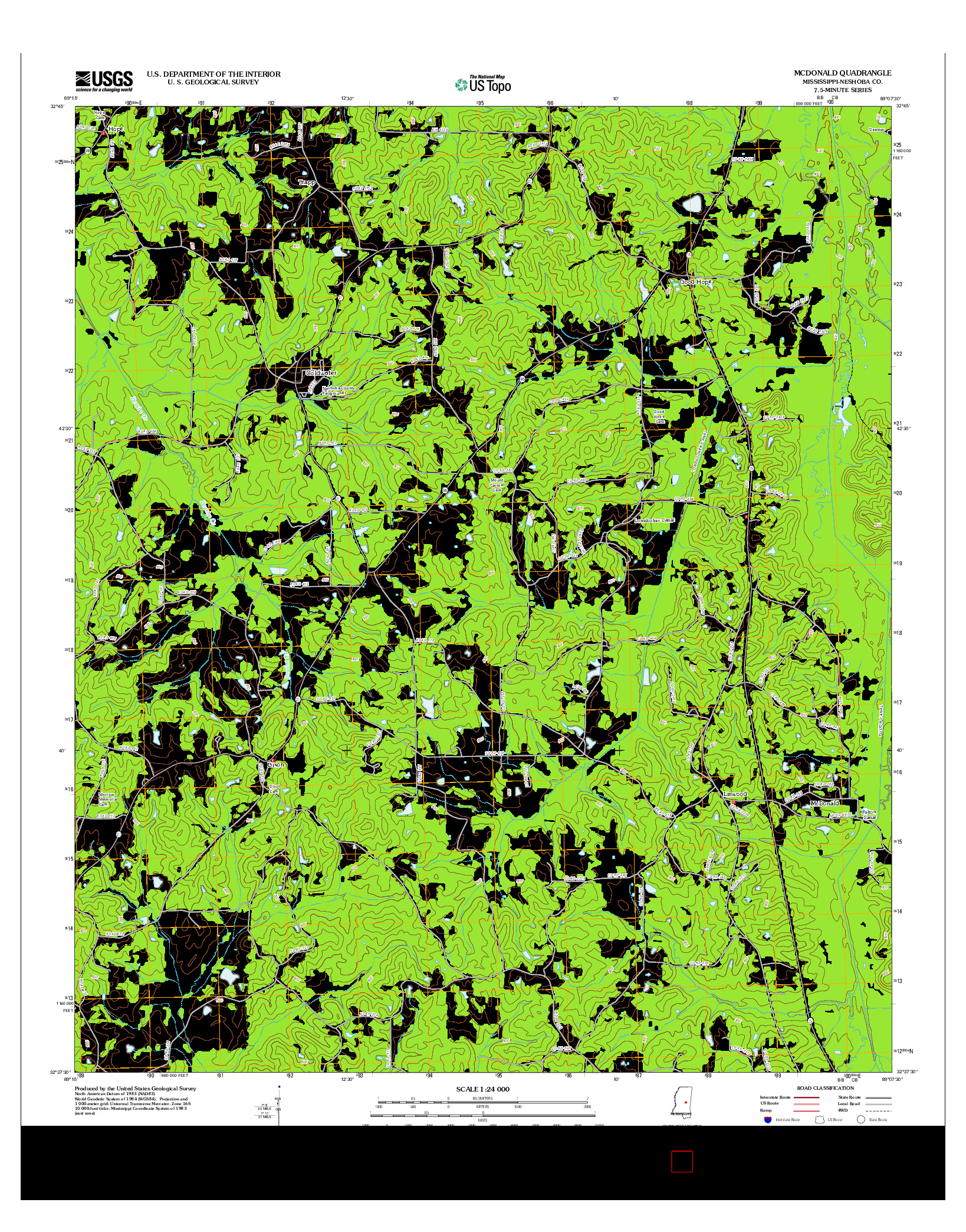 USGS US TOPO 7.5-MINUTE MAP FOR MCDONALD, MS 2012