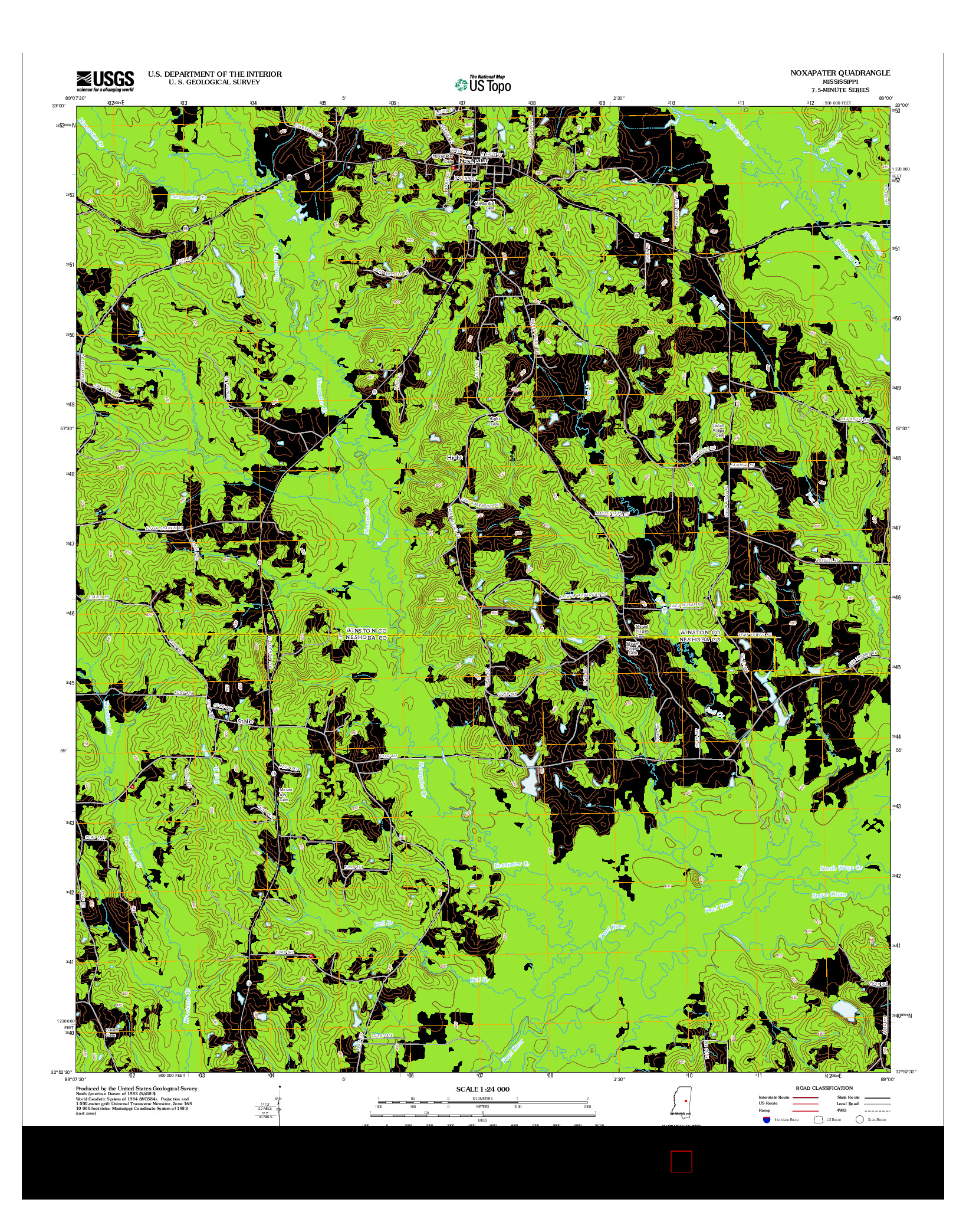 USGS US TOPO 7.5-MINUTE MAP FOR NOXAPATER, MS 2012