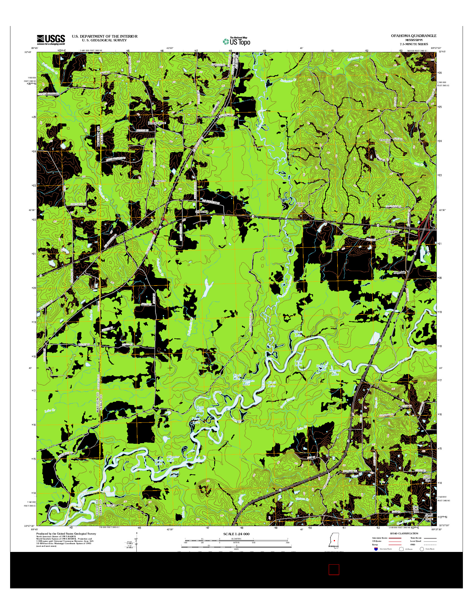 USGS US TOPO 7.5-MINUTE MAP FOR OFAHOMA, MS 2012