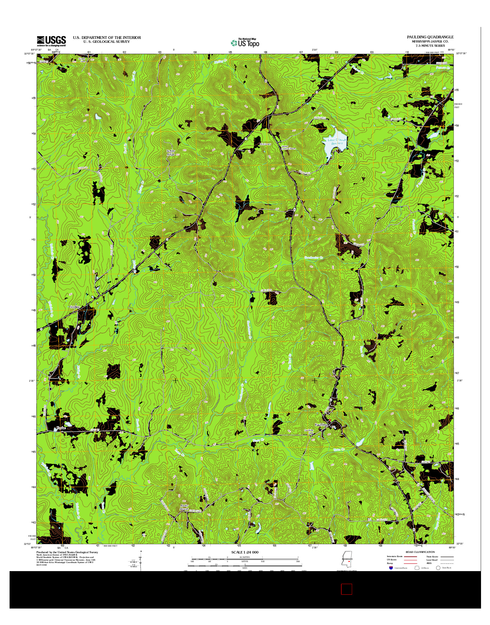 USGS US TOPO 7.5-MINUTE MAP FOR PAULDING, MS 2012