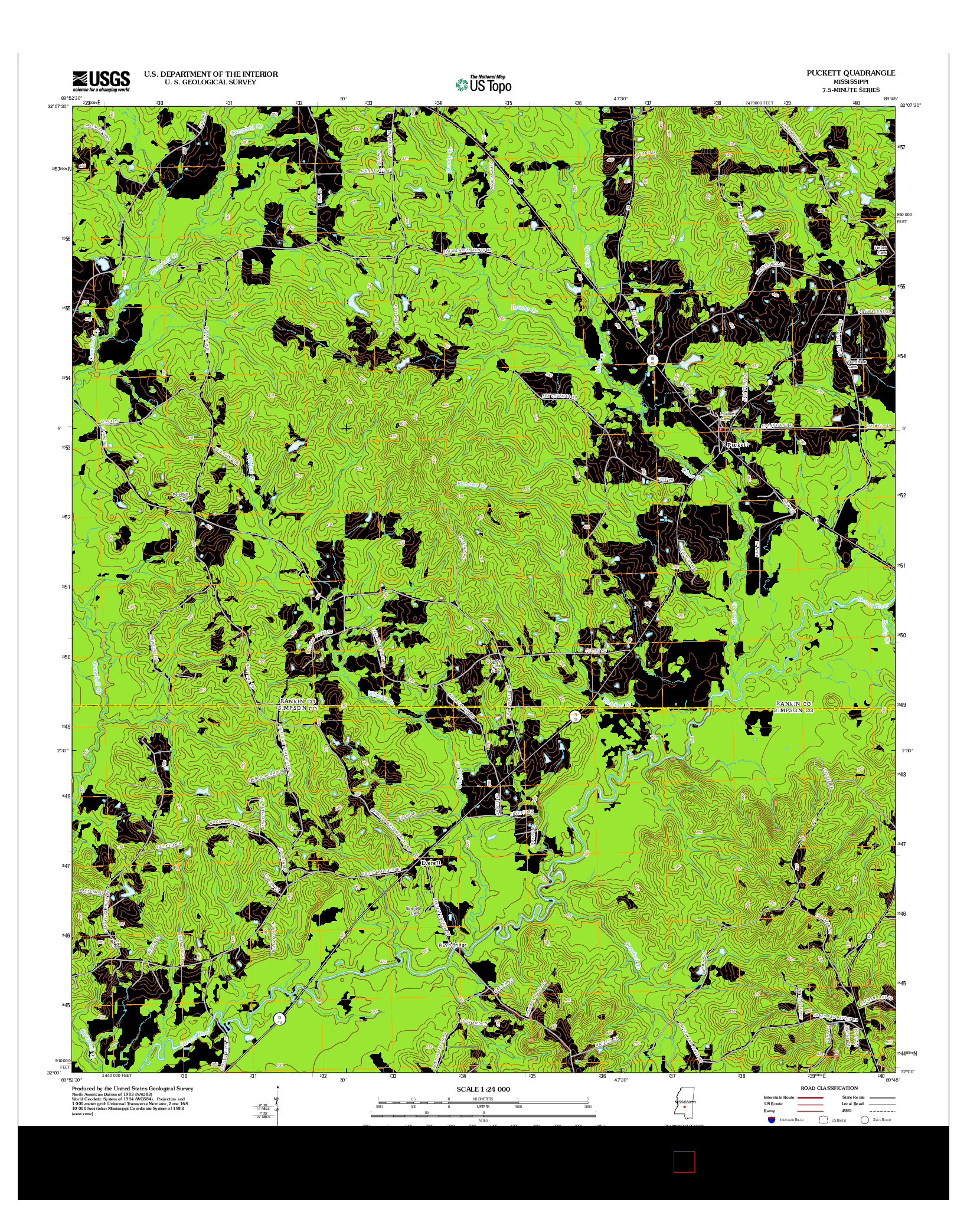 USGS US TOPO 7.5-MINUTE MAP FOR PUCKETT, MS 2012