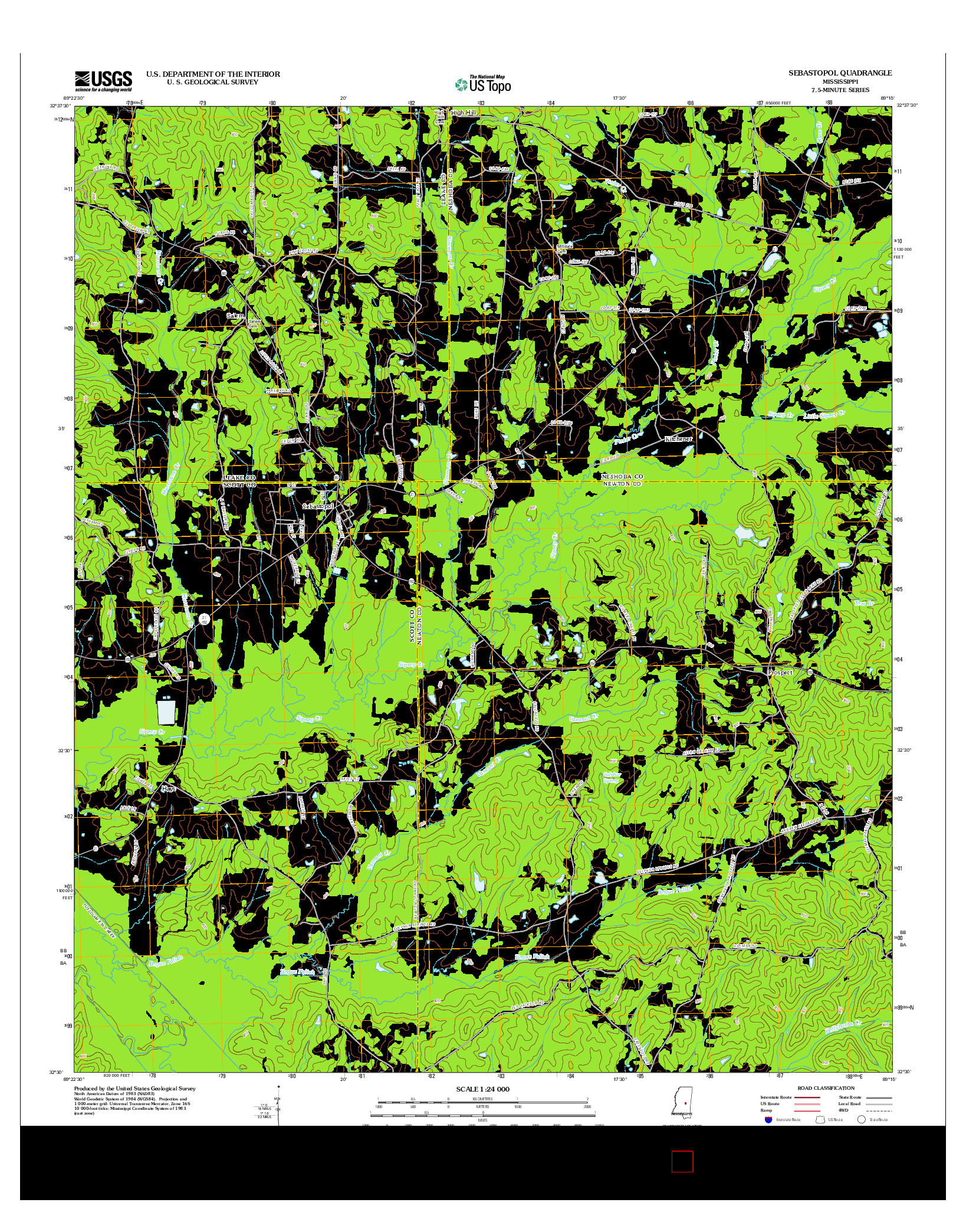 USGS US TOPO 7.5-MINUTE MAP FOR SEBASTOPOL, MS 2012