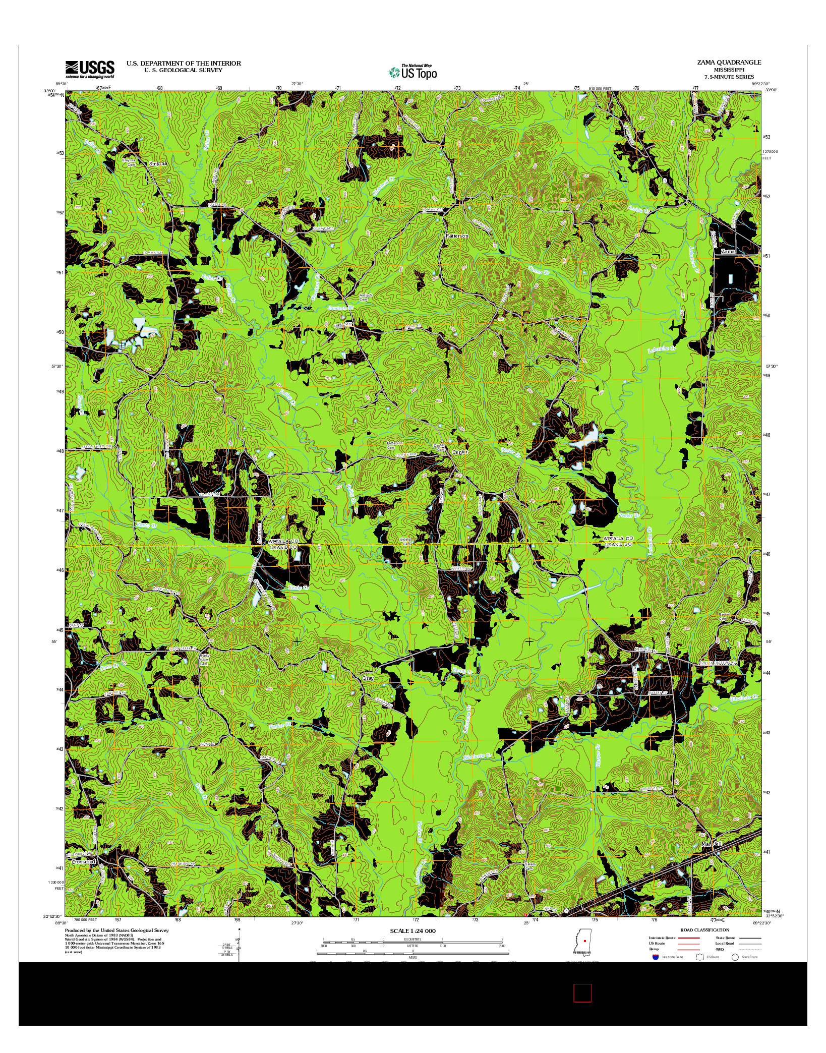 USGS US TOPO 7.5-MINUTE MAP FOR ZAMA, MS 2012
