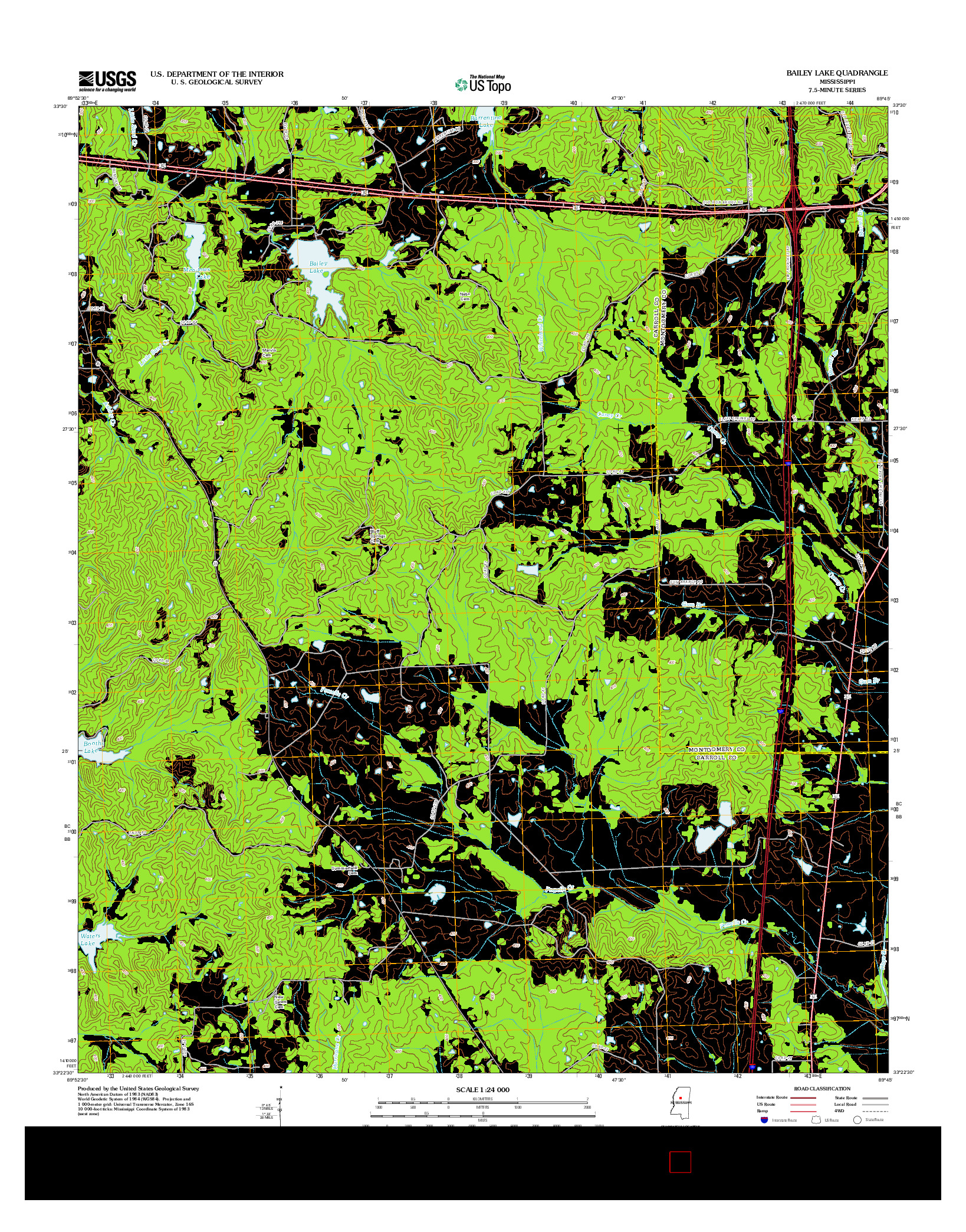 USGS US TOPO 7.5-MINUTE MAP FOR BAILEY LAKE, MS 2012