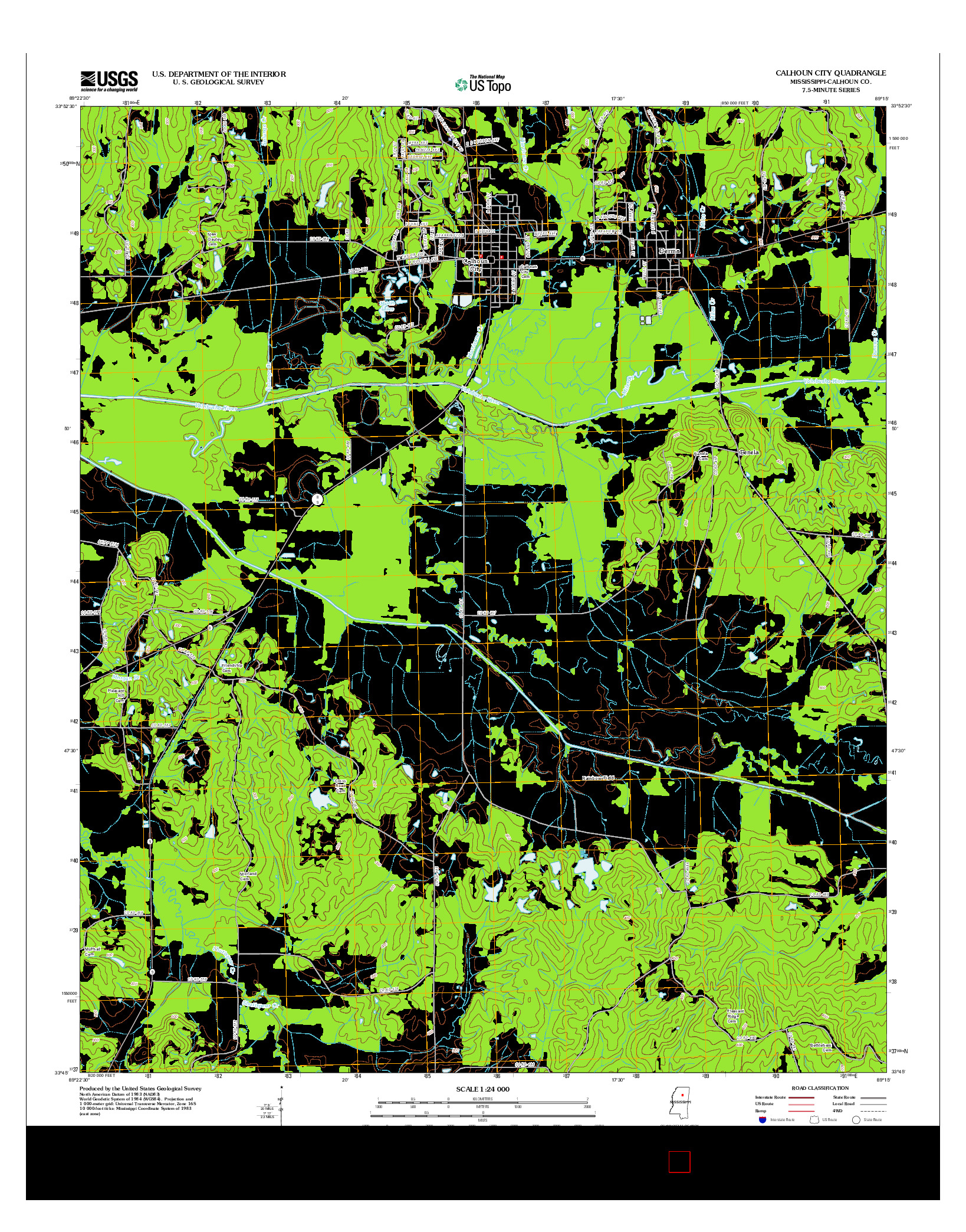 USGS US TOPO 7.5-MINUTE MAP FOR CALHOUN CITY, MS 2012