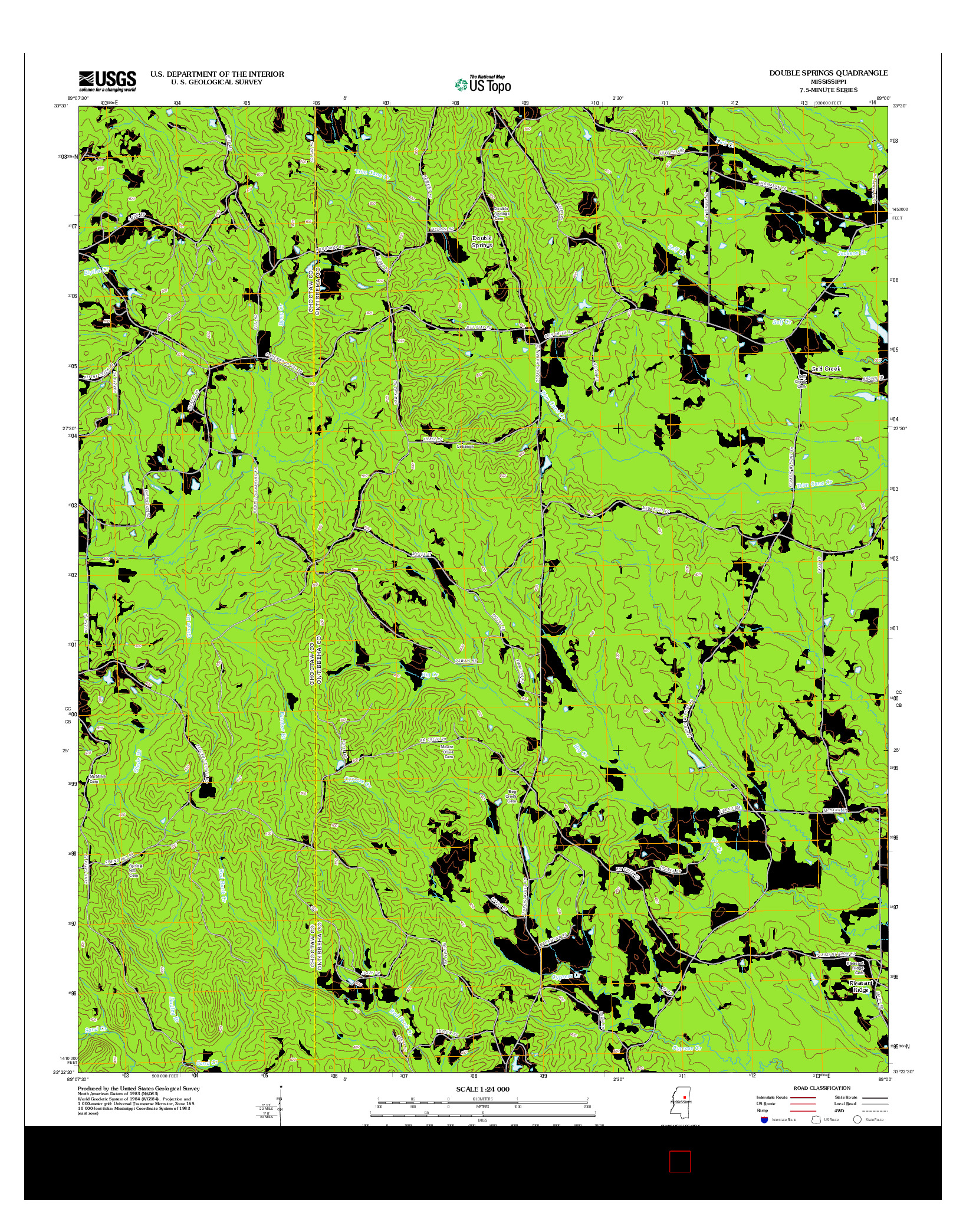 USGS US TOPO 7.5-MINUTE MAP FOR DOUBLE SPRINGS, MS 2012