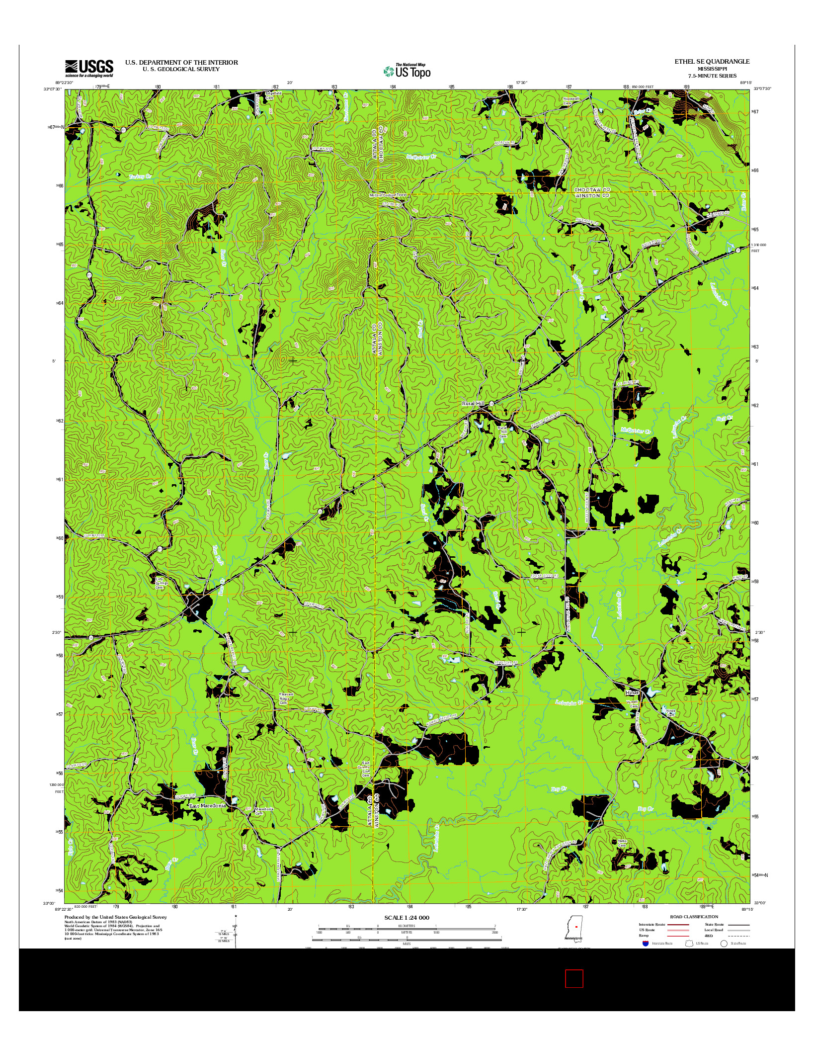 USGS US TOPO 7.5-MINUTE MAP FOR ETHEL SE, MS 2012