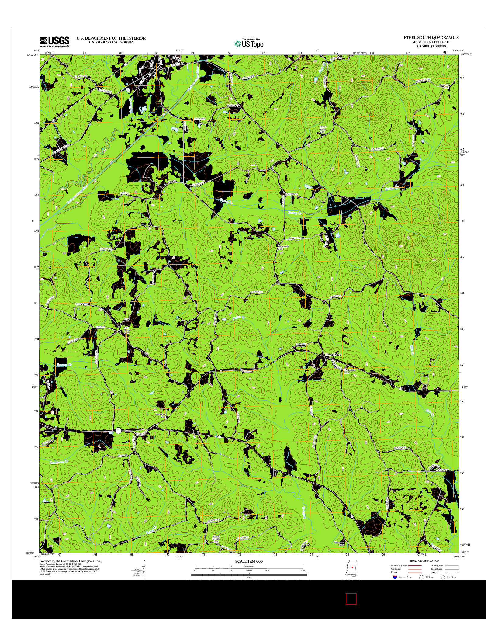 USGS US TOPO 7.5-MINUTE MAP FOR ETHEL SOUTH, MS 2012