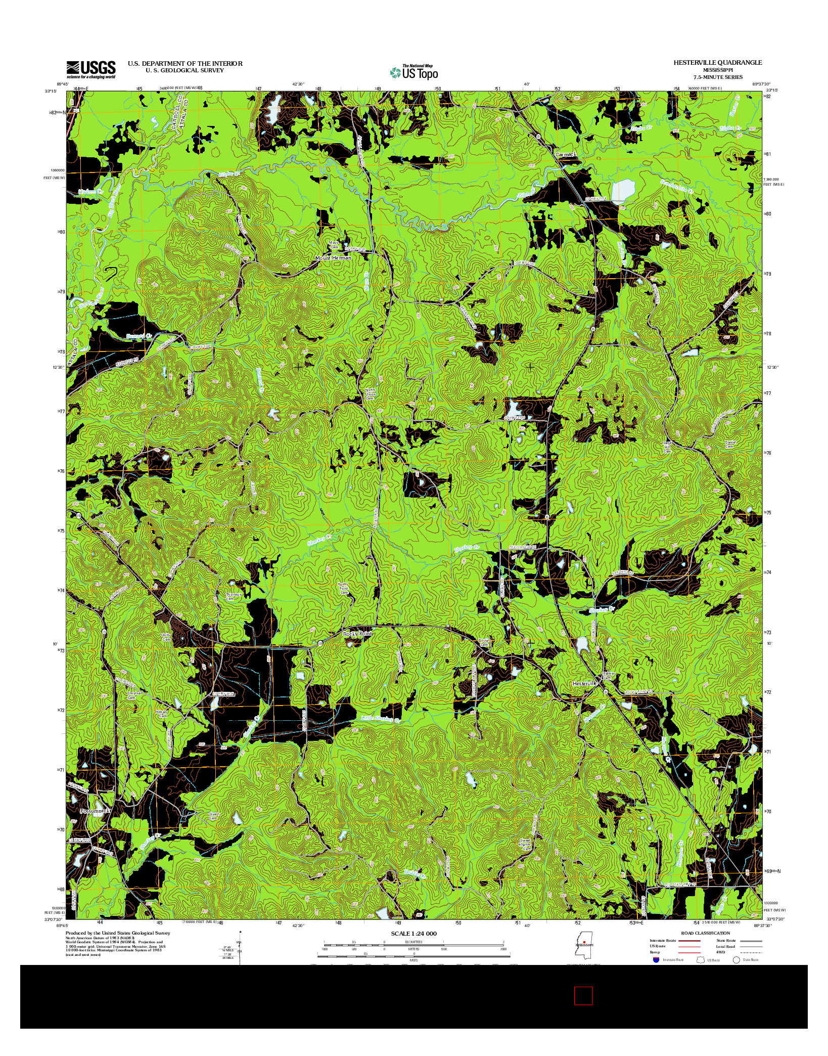 USGS US TOPO 7.5-MINUTE MAP FOR HESTERVILLE, MS 2012