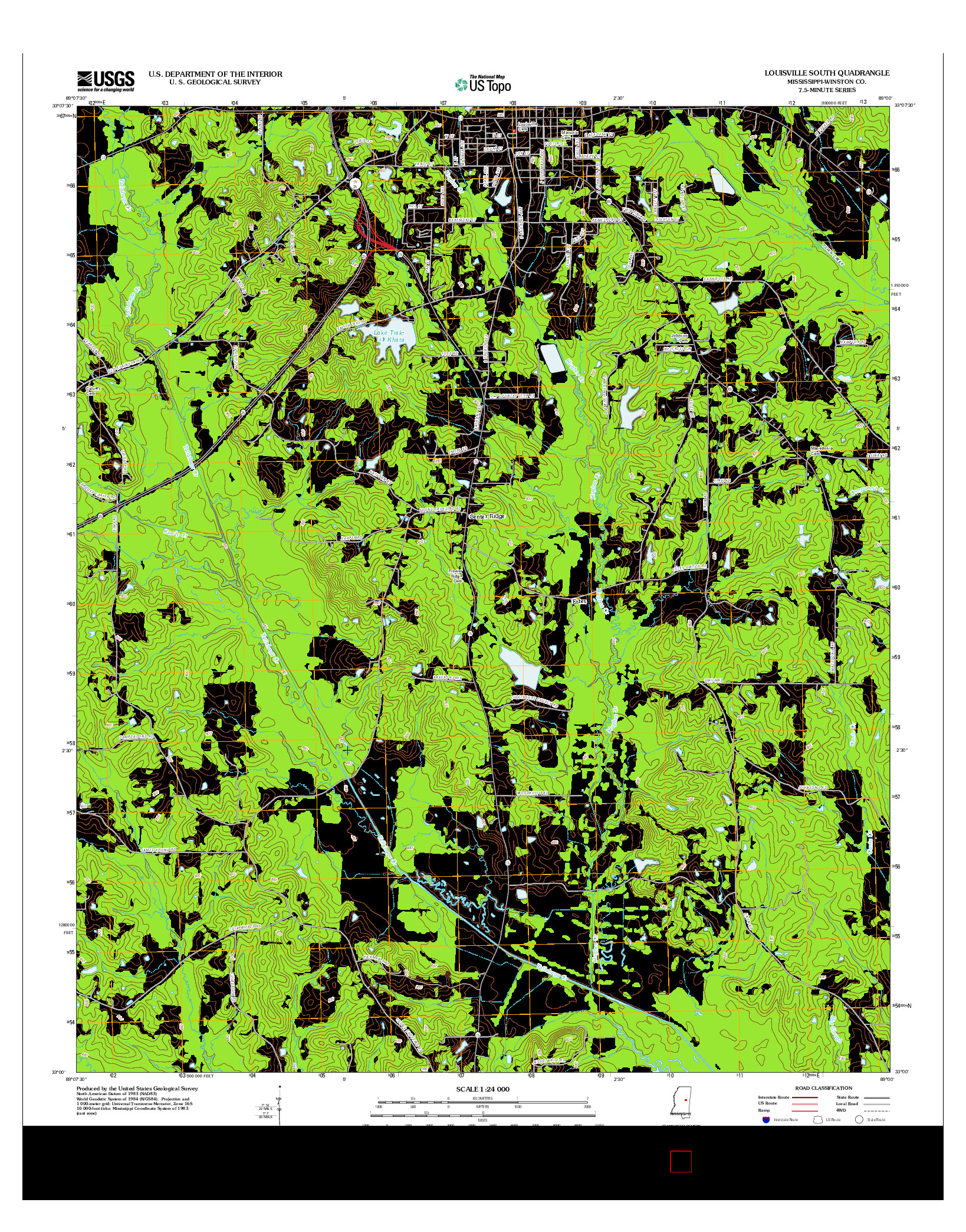USGS US TOPO 7.5-MINUTE MAP FOR LOUISVILLE SOUTH, MS 2012