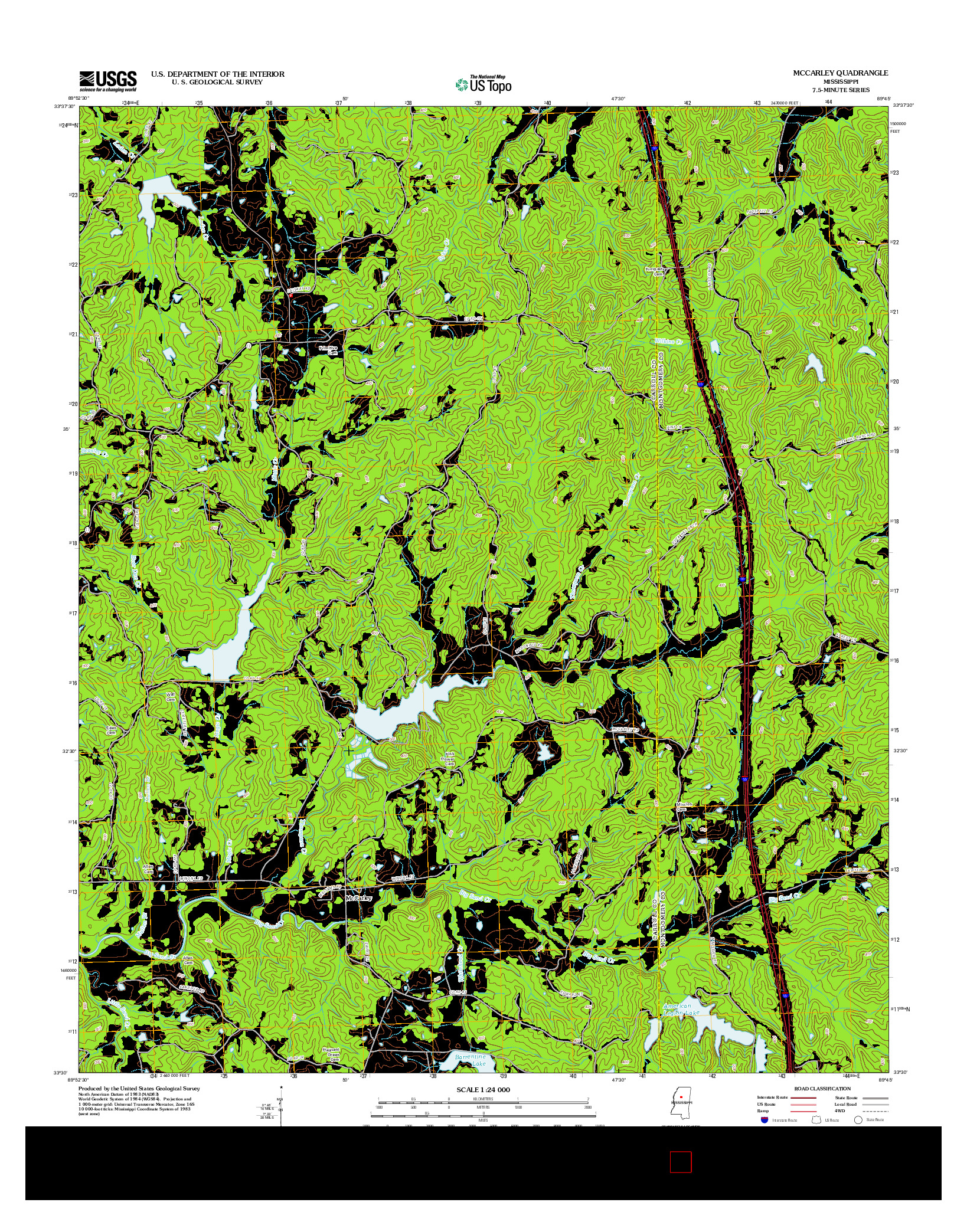 USGS US TOPO 7.5-MINUTE MAP FOR MCCARLEY, MS 2012