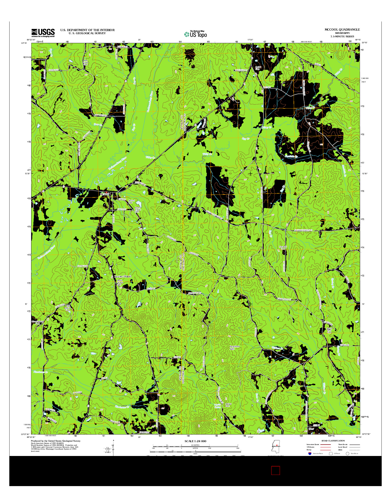 USGS US TOPO 7.5-MINUTE MAP FOR MCCOOL, MS 2012