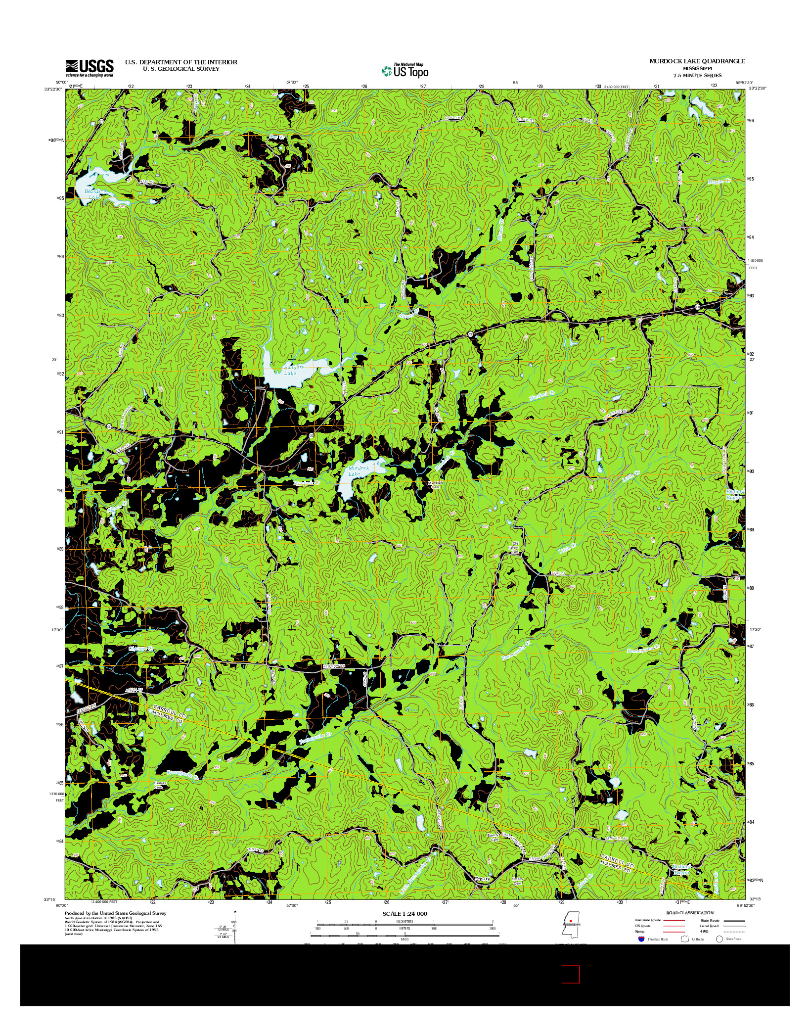 USGS US TOPO 7.5-MINUTE MAP FOR MURDOCK LAKE, MS 2012