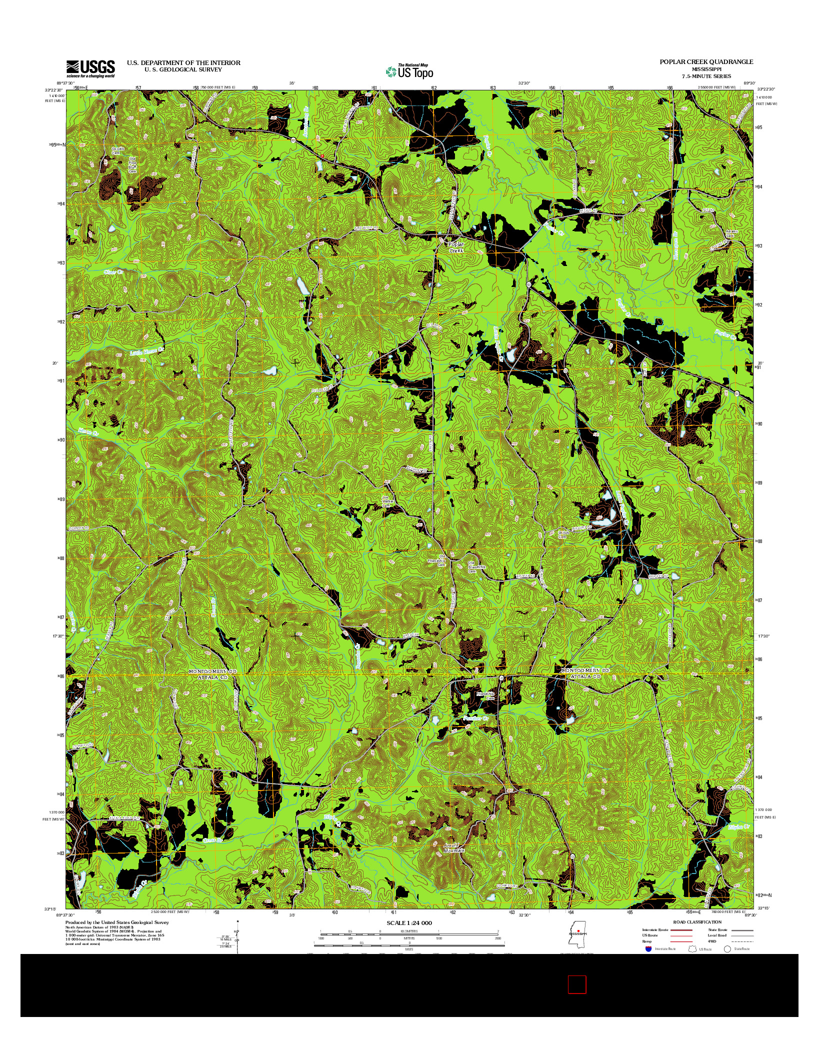 USGS US TOPO 7.5-MINUTE MAP FOR POPLAR CREEK, MS 2012