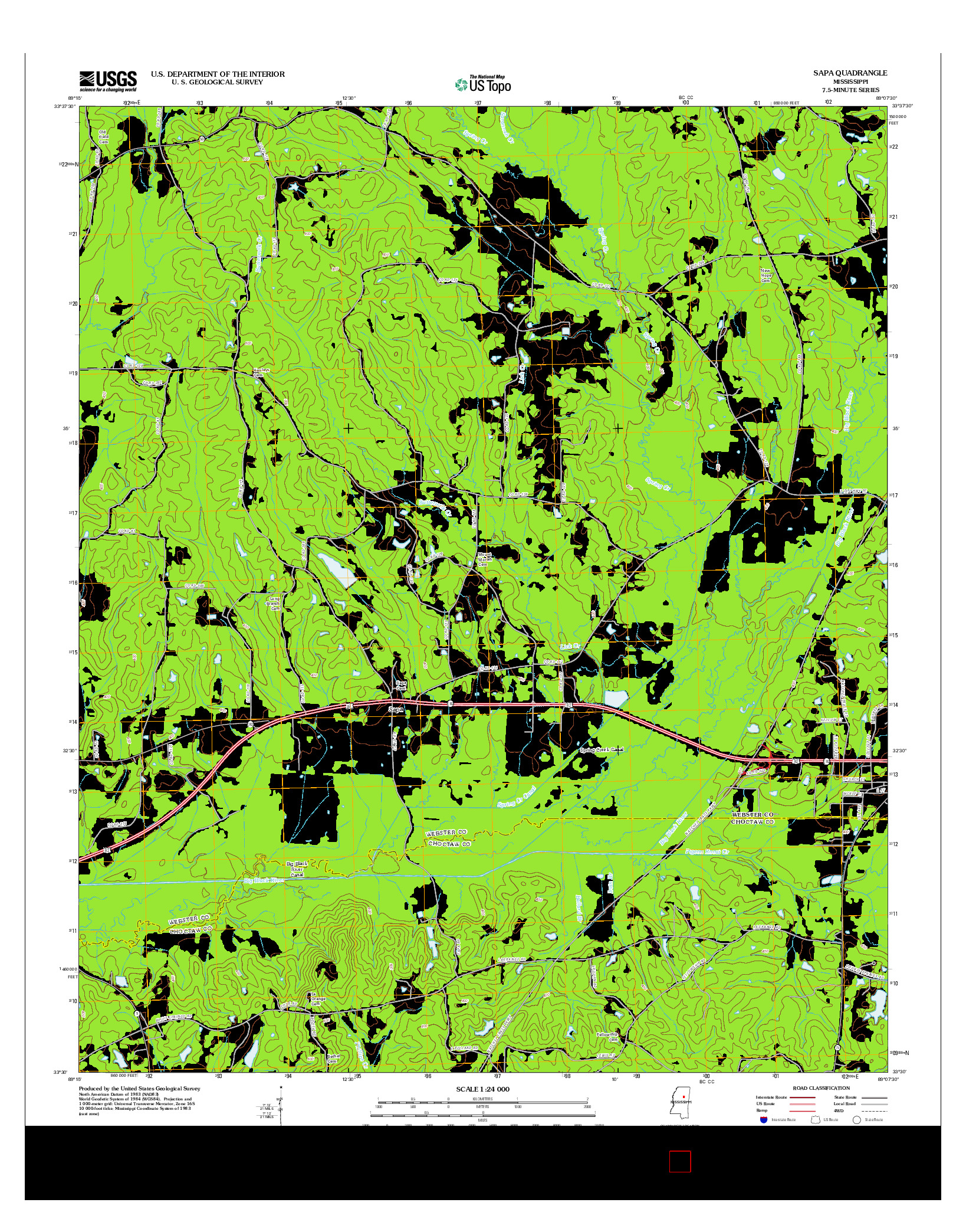 USGS US TOPO 7.5-MINUTE MAP FOR SAPA, MS 2012