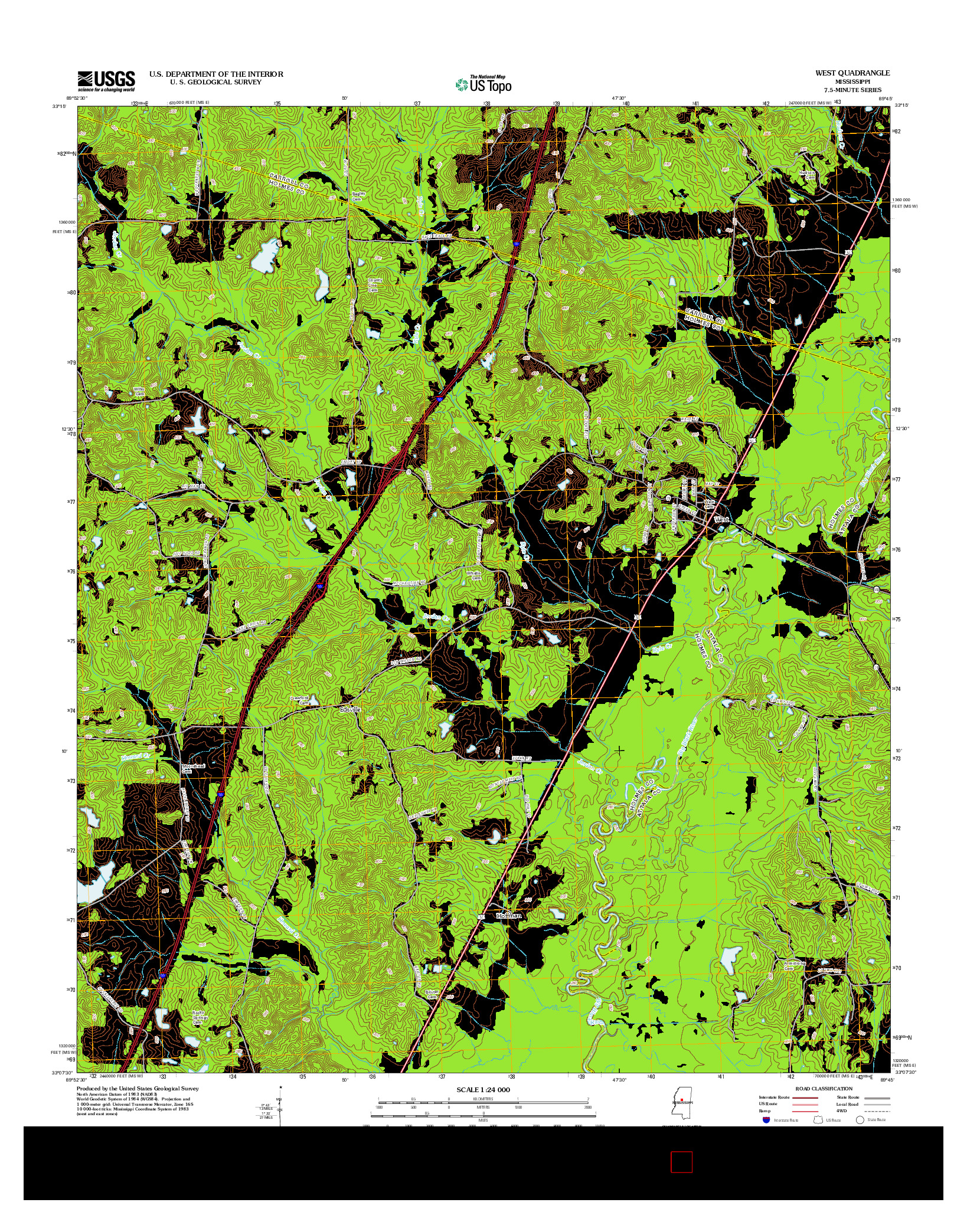 USGS US TOPO 7.5-MINUTE MAP FOR WEST, MS 2012