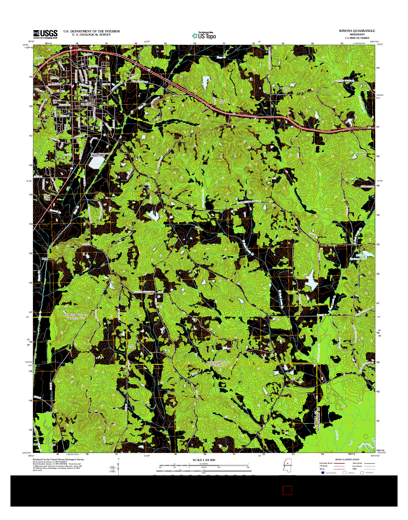 USGS US TOPO 7.5-MINUTE MAP FOR WINONA, MS 2012