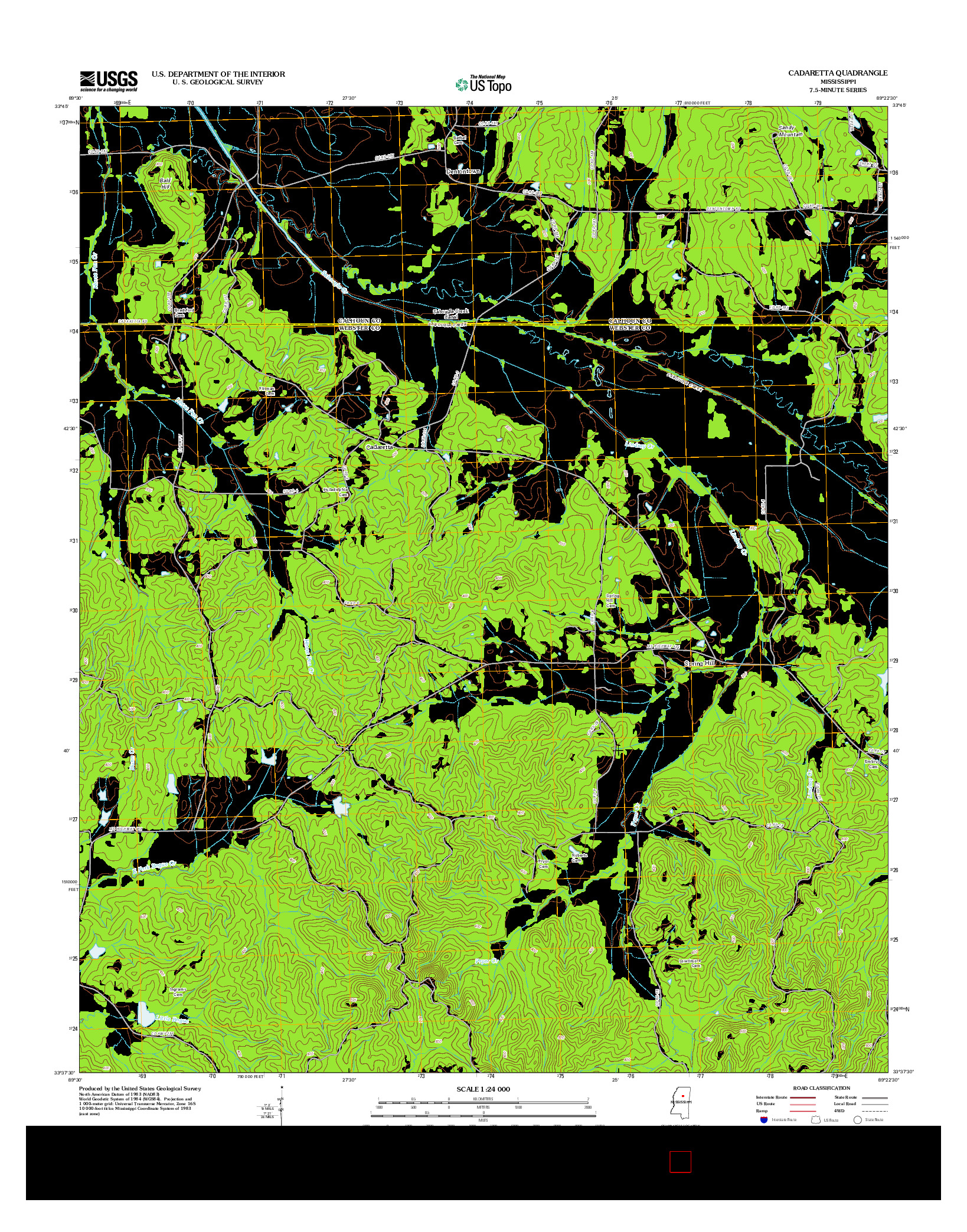 USGS US TOPO 7.5-MINUTE MAP FOR CADARETTA, MS 2012