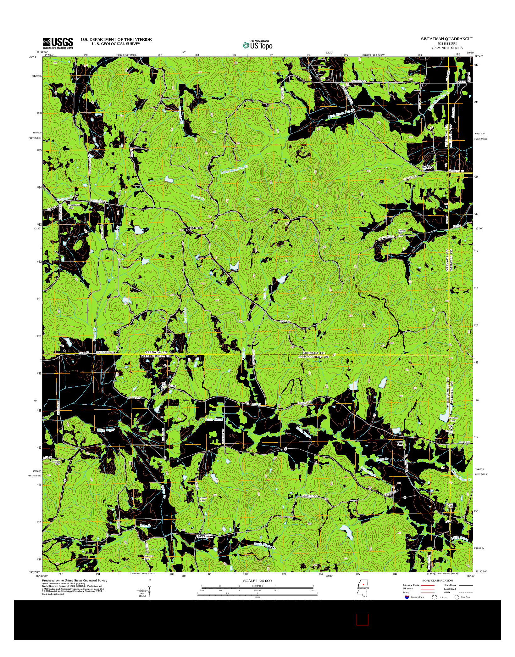 USGS US TOPO 7.5-MINUTE MAP FOR SWEATMAN, MS 2012