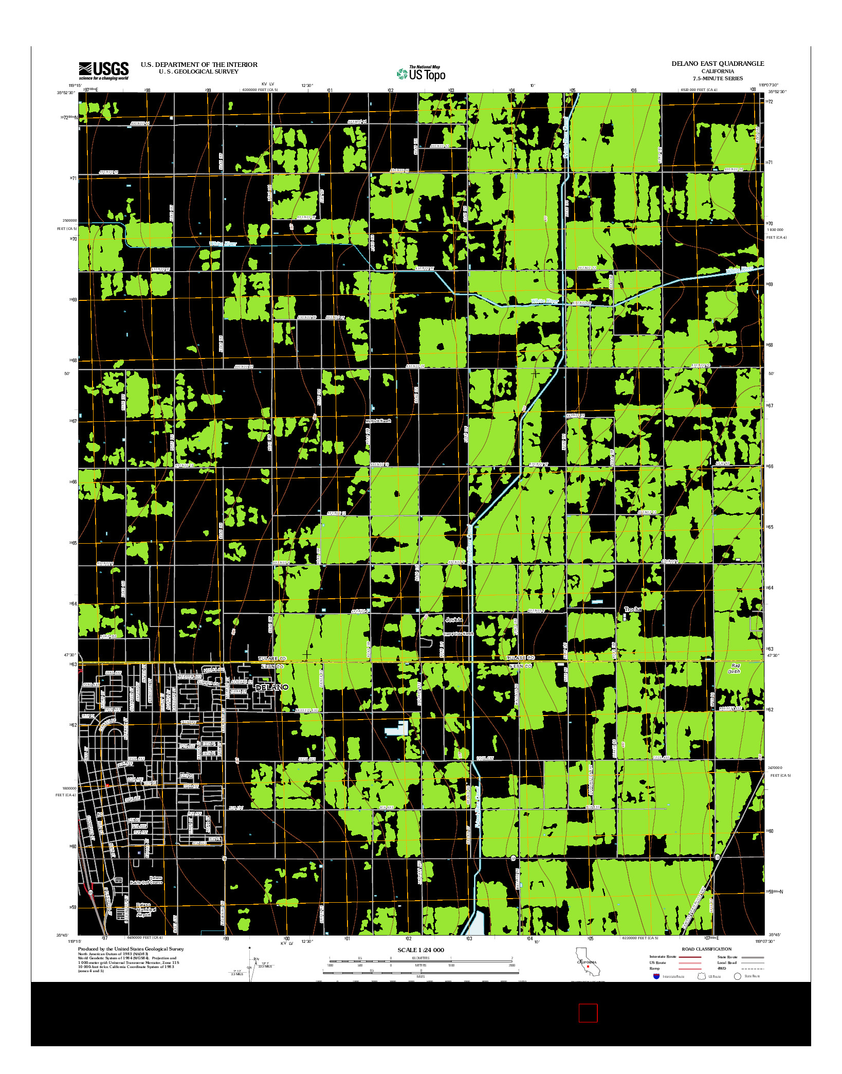 USGS US TOPO 7.5-MINUTE MAP FOR DELANO EAST, CA 2012