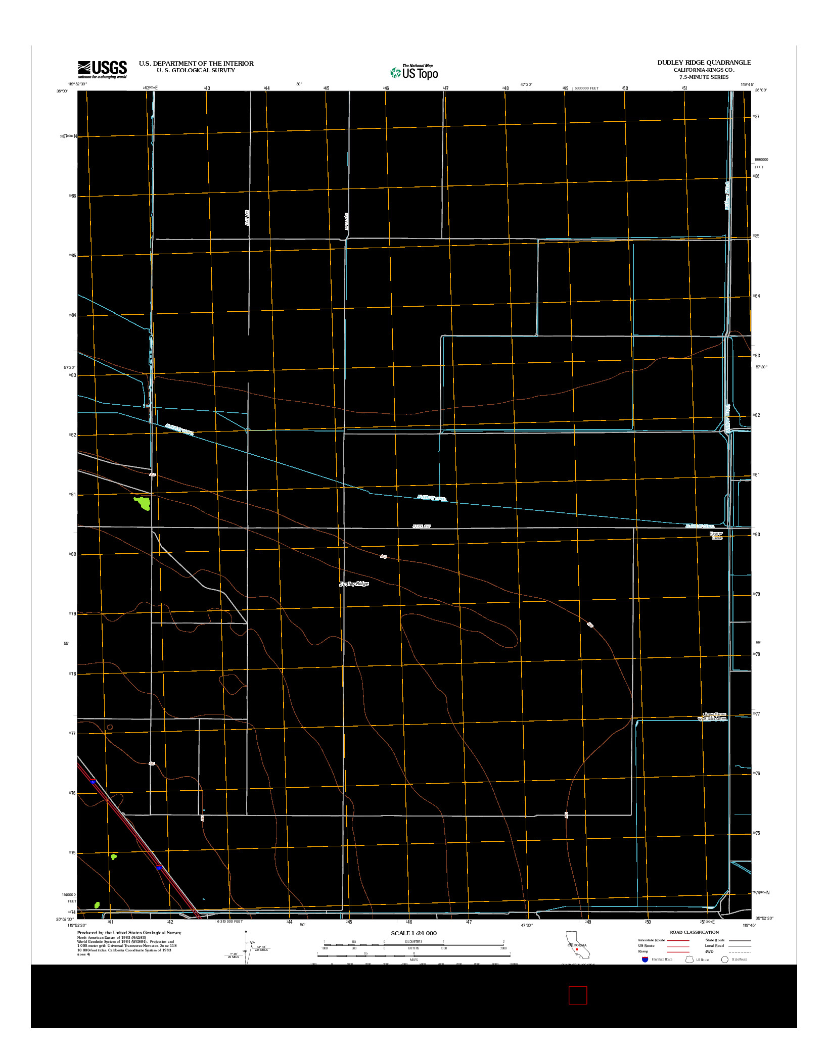 USGS US TOPO 7.5-MINUTE MAP FOR DUDLEY RIDGE, CA 2012