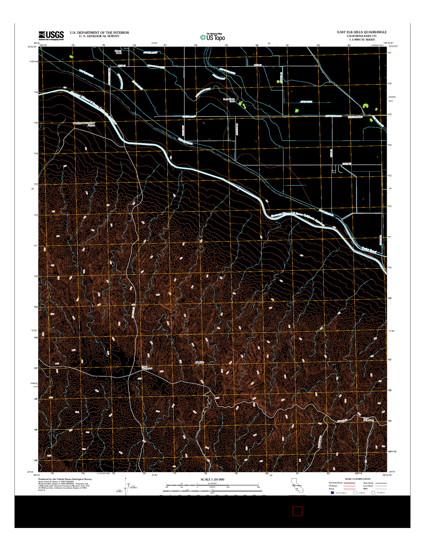 USGS US TOPO 7.5-MINUTE MAP FOR EAST ELK HILLS, CA 2012