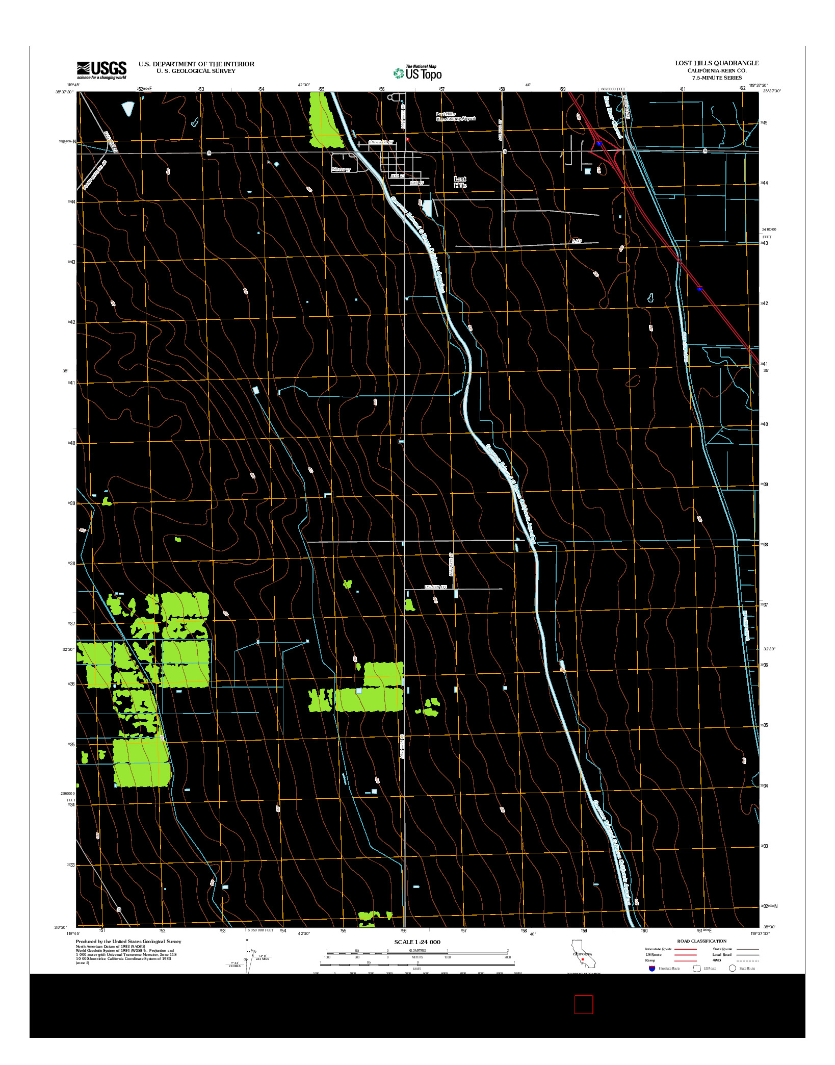 USGS US TOPO 7.5-MINUTE MAP FOR LOST HILLS, CA 2012