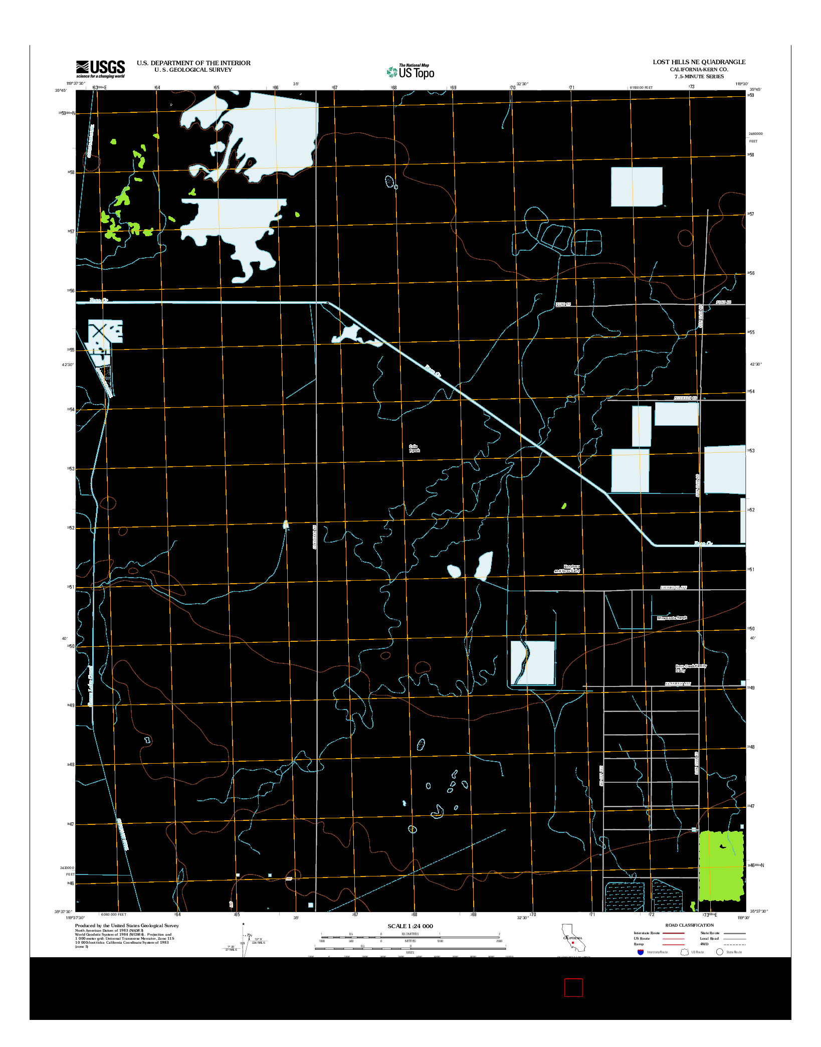USGS US TOPO 7.5-MINUTE MAP FOR LOST HILLS NE, CA 2012
