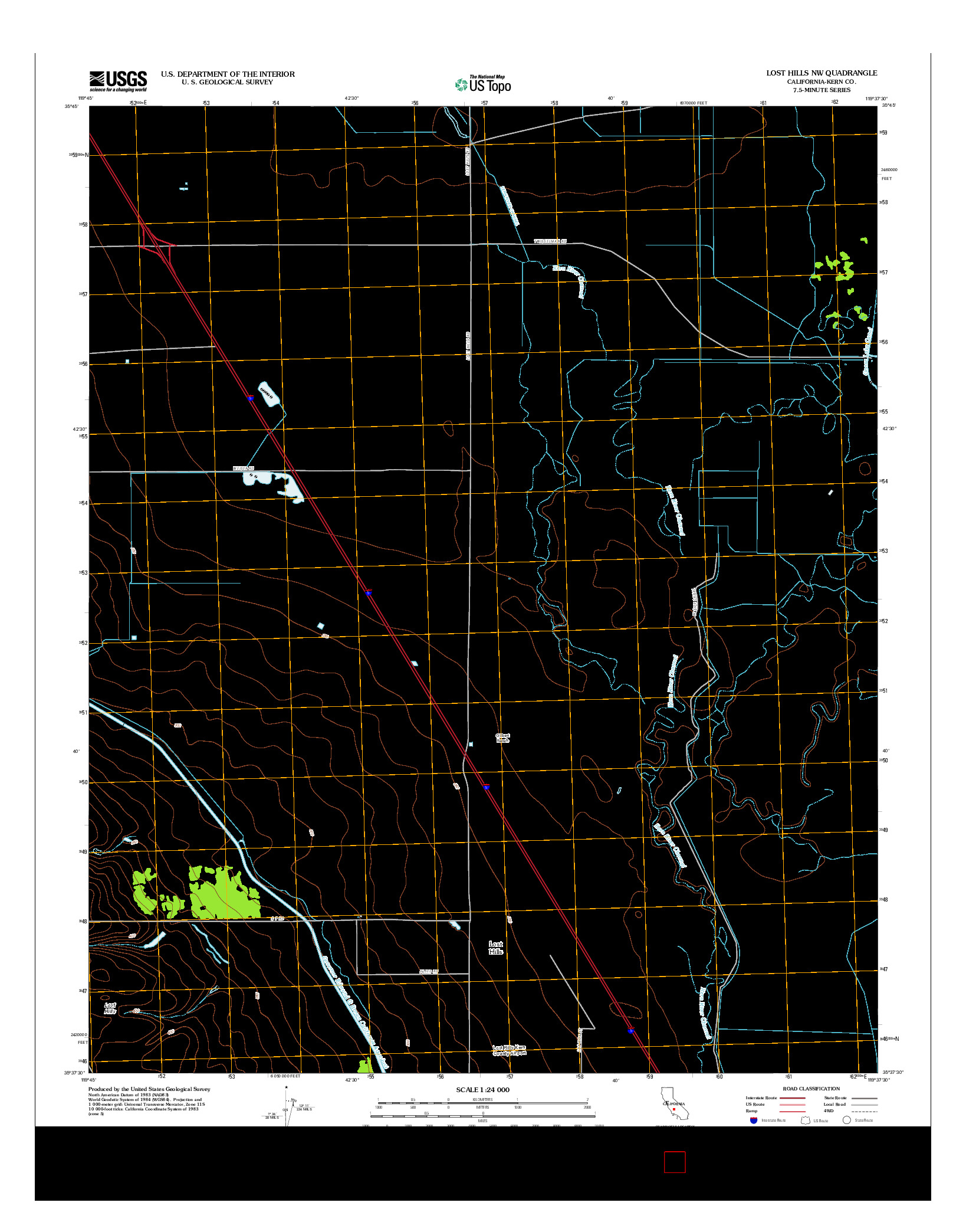 USGS US TOPO 7.5-MINUTE MAP FOR LOST HILLS NW, CA 2012