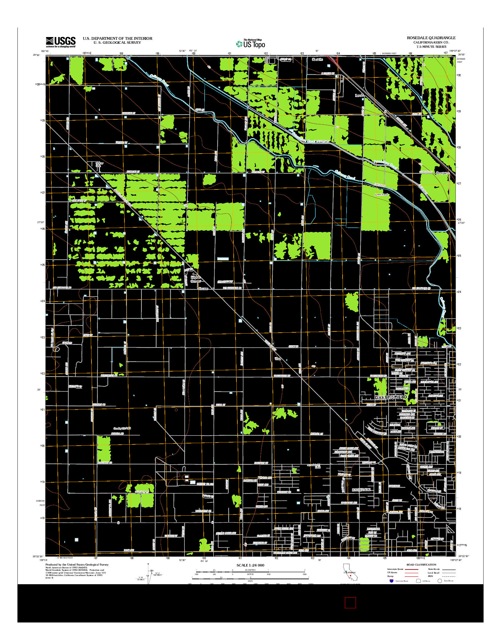 USGS US TOPO 7.5-MINUTE MAP FOR ROSEDALE, CA 2012