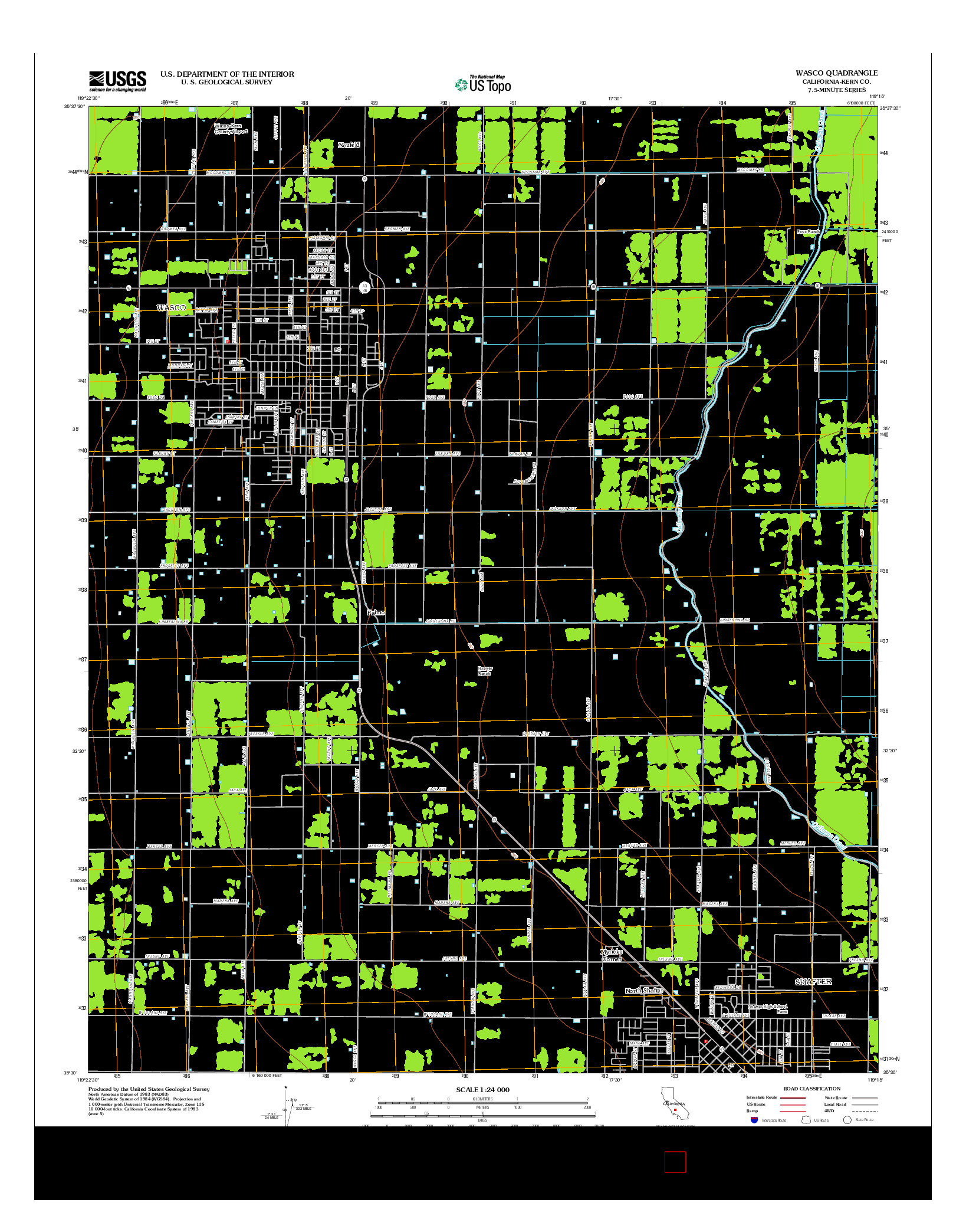 USGS US TOPO 7.5-MINUTE MAP FOR WASCO, CA 2012