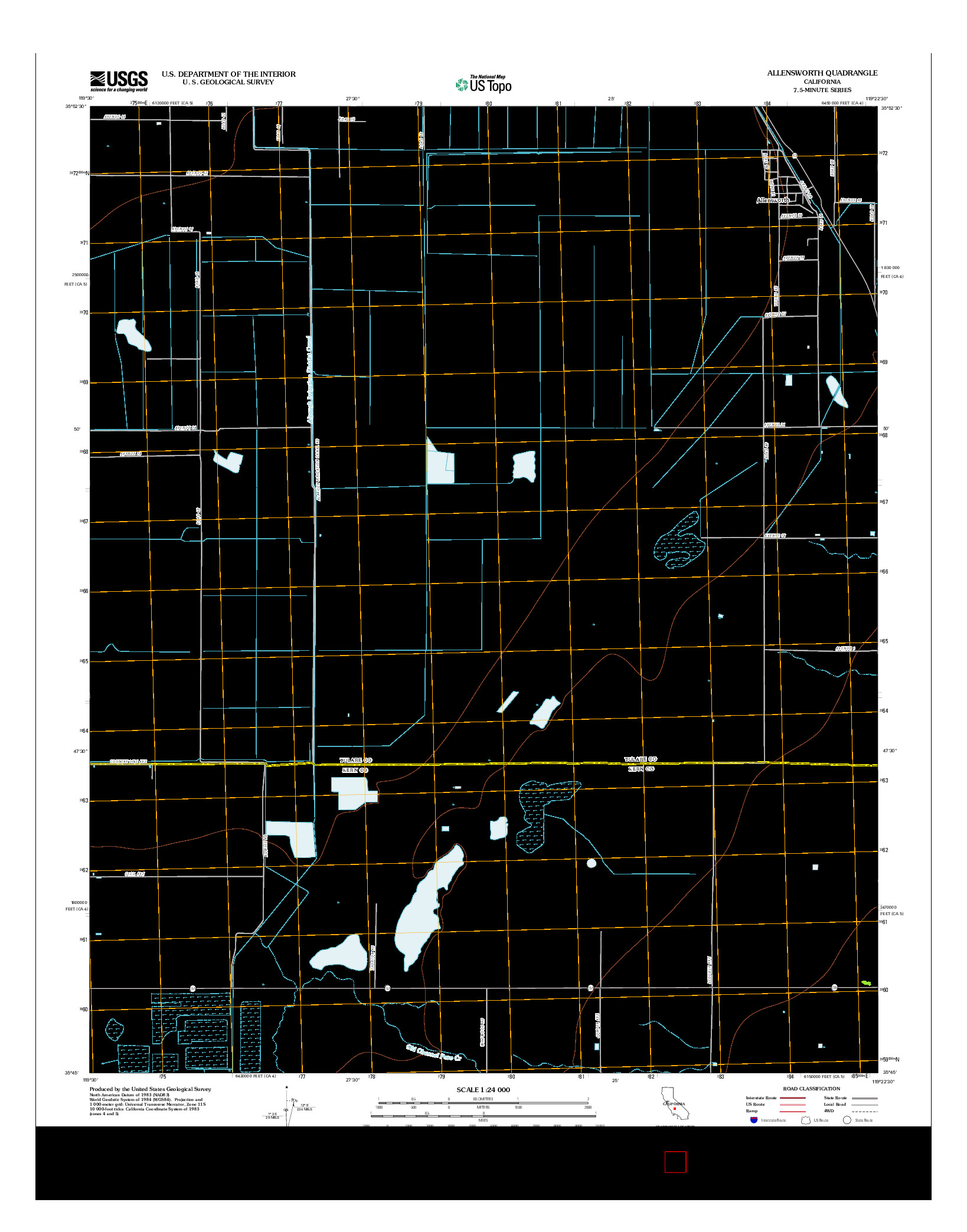 USGS US TOPO 7.5-MINUTE MAP FOR ALLENSWORTH, CA 2012