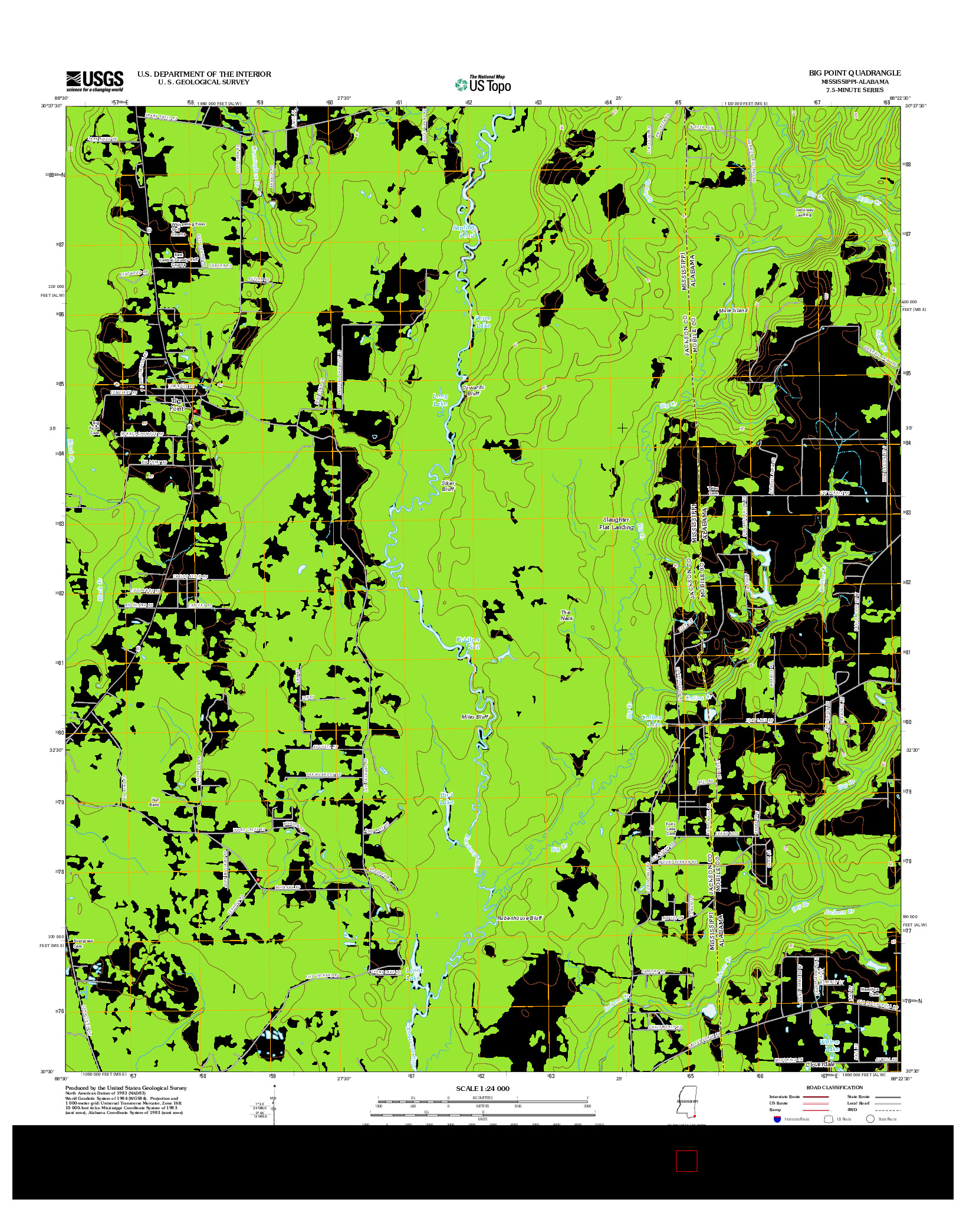 USGS US TOPO 7.5-MINUTE MAP FOR BIG POINT, MS-AL 2012