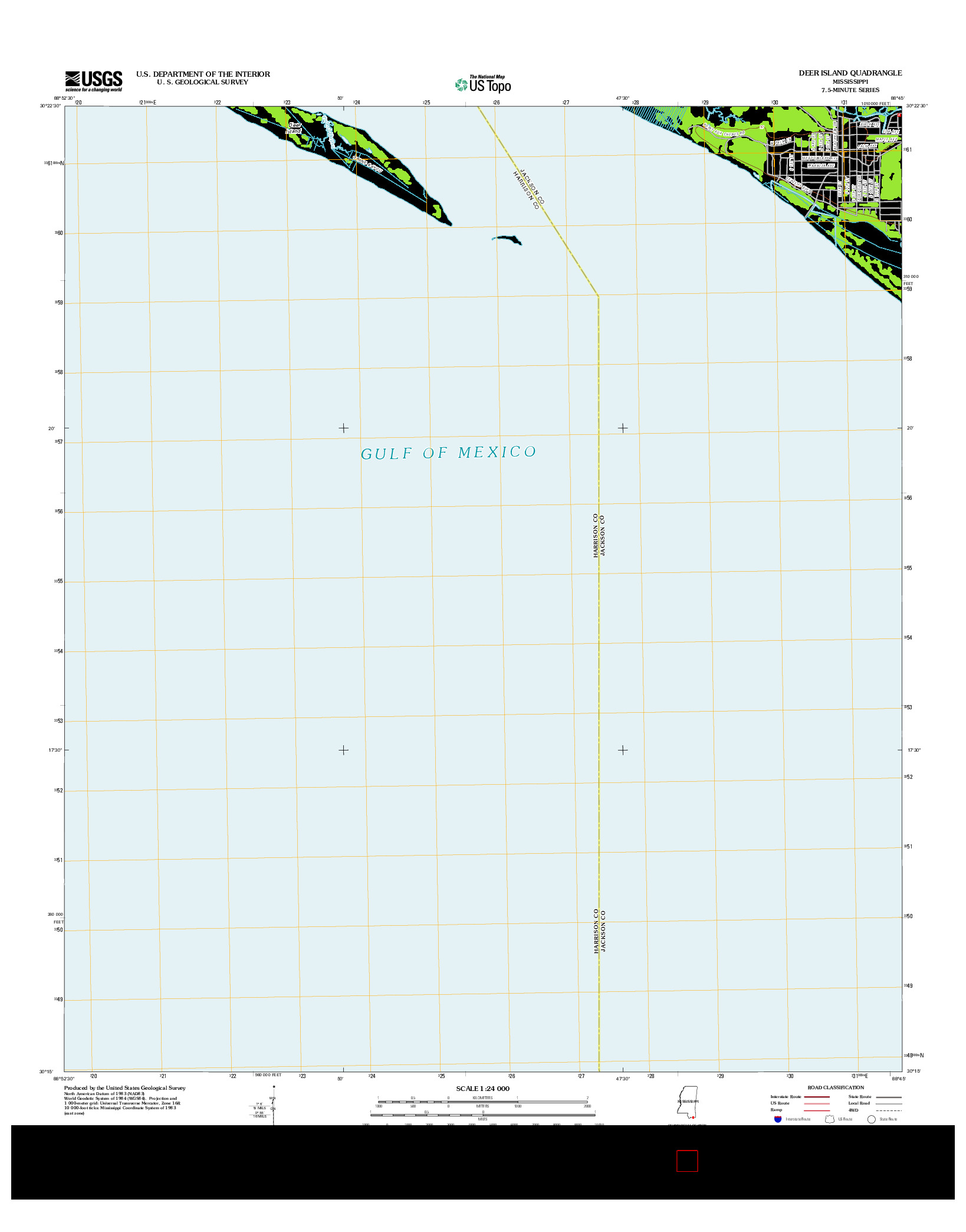 USGS US TOPO 7.5-MINUTE MAP FOR DEER ISLAND, MS 2012