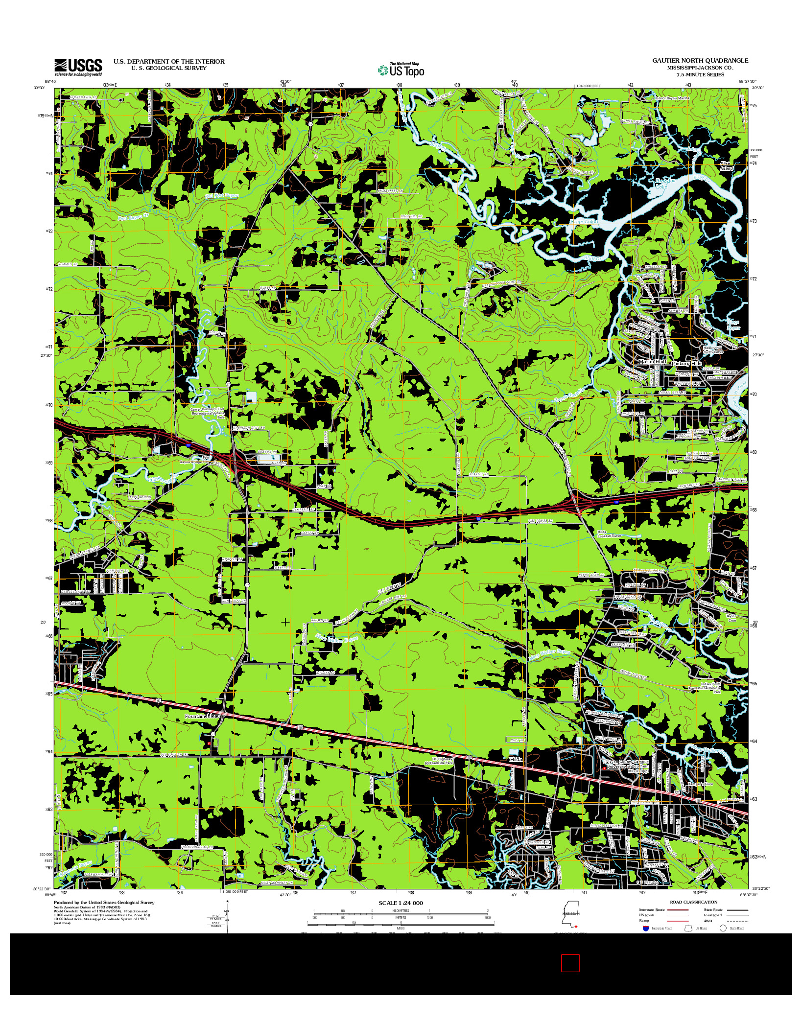 USGS US TOPO 7.5-MINUTE MAP FOR GAUTIER NORTH, MS 2012