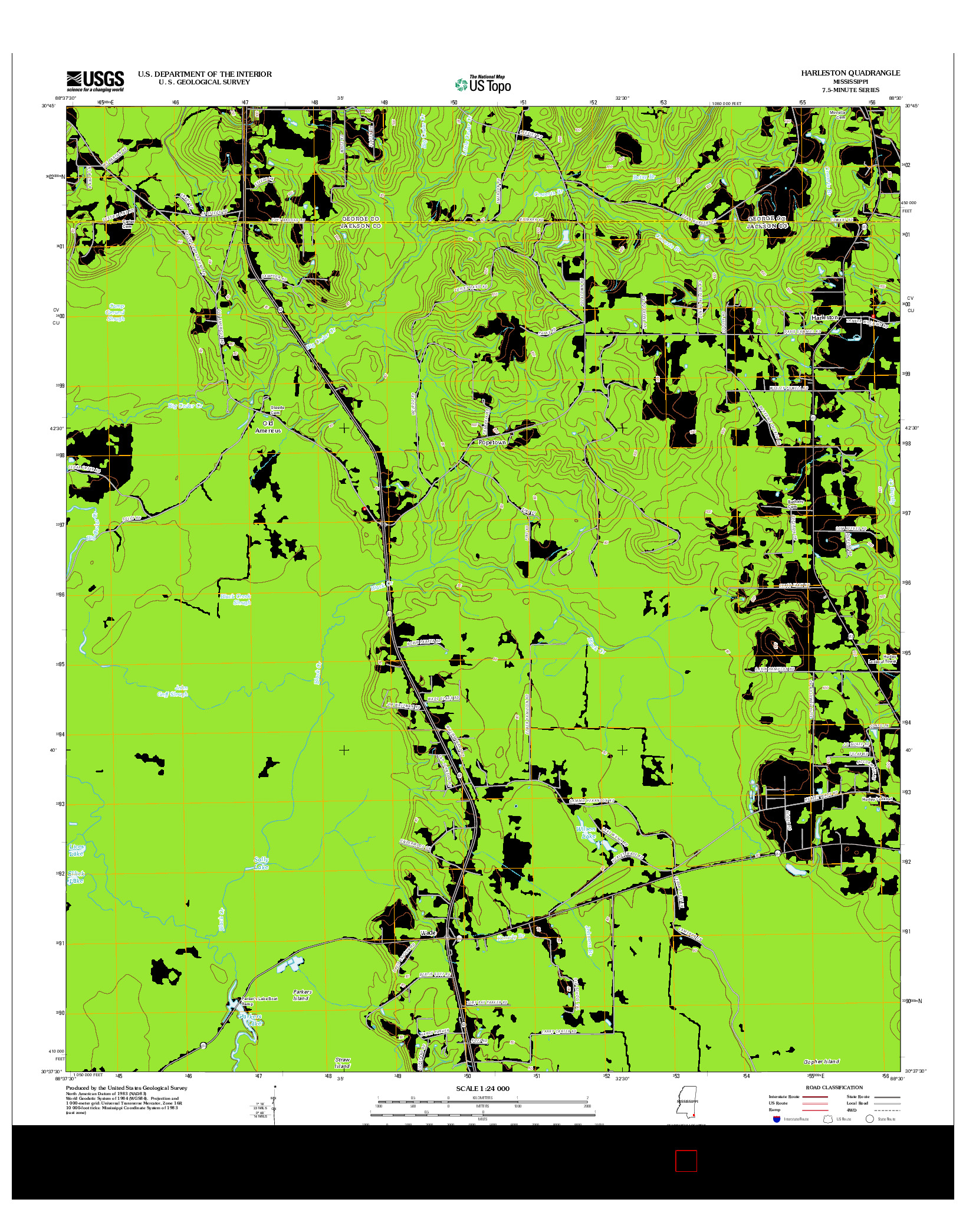 USGS US TOPO 7.5-MINUTE MAP FOR HARLESTON, MS 2012