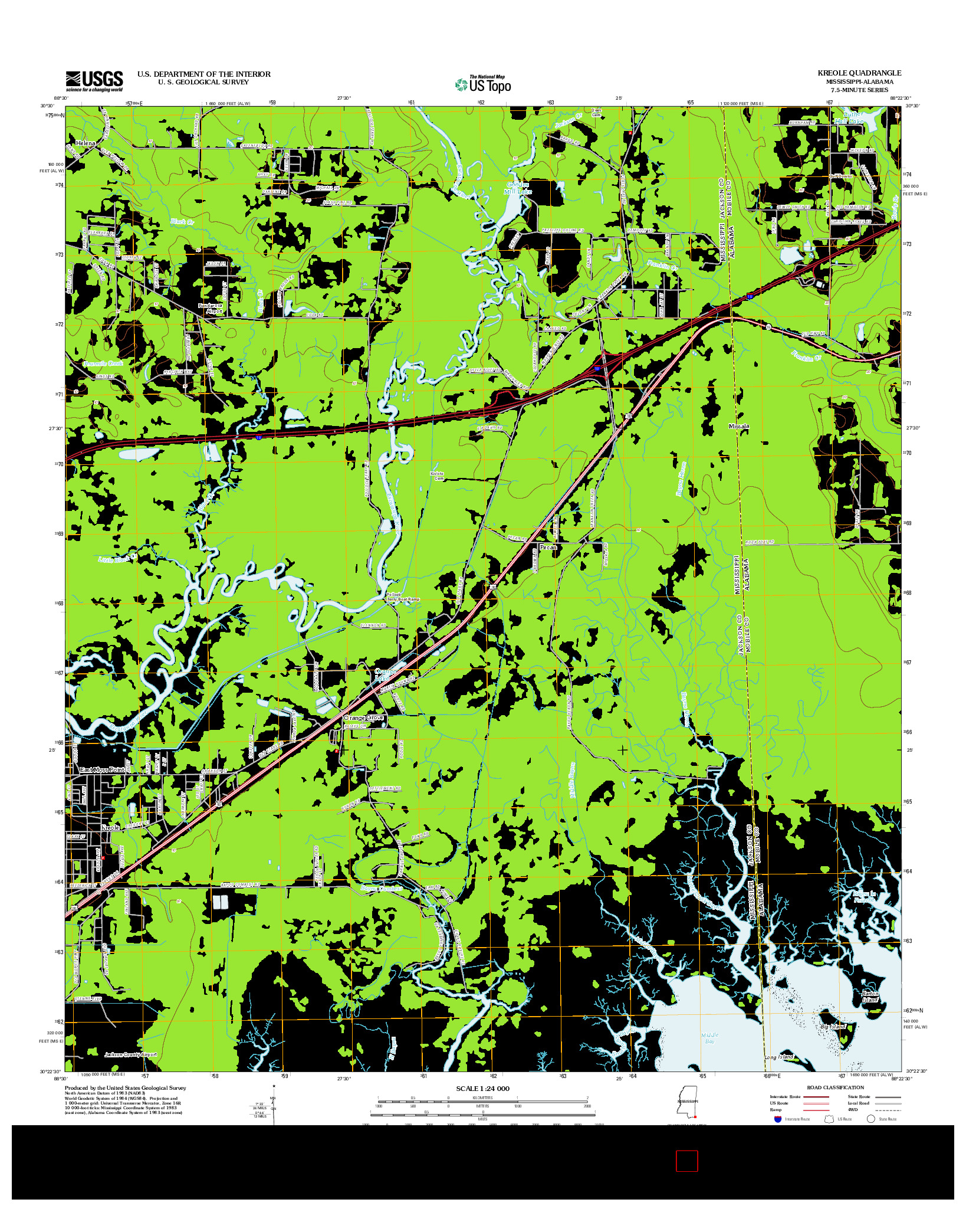 USGS US TOPO 7.5-MINUTE MAP FOR KREOLE, MS-AL 2012