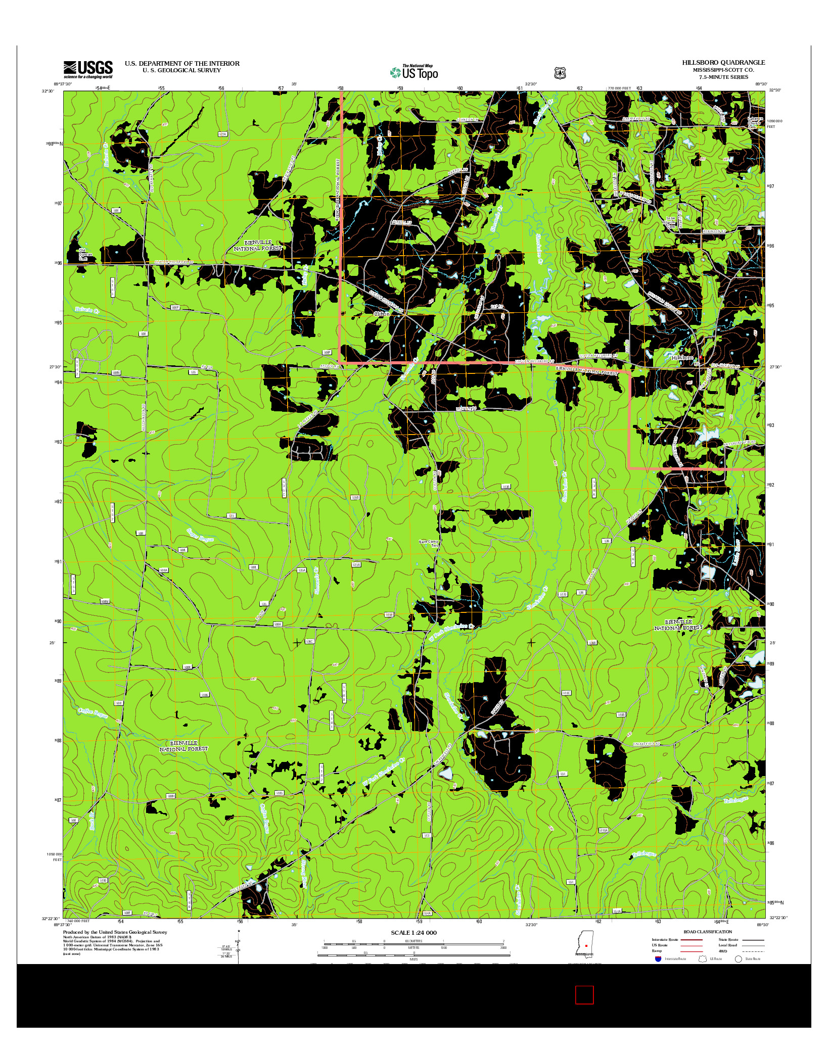 USGS US TOPO 7.5-MINUTE MAP FOR HILLSBORO, MS 2012